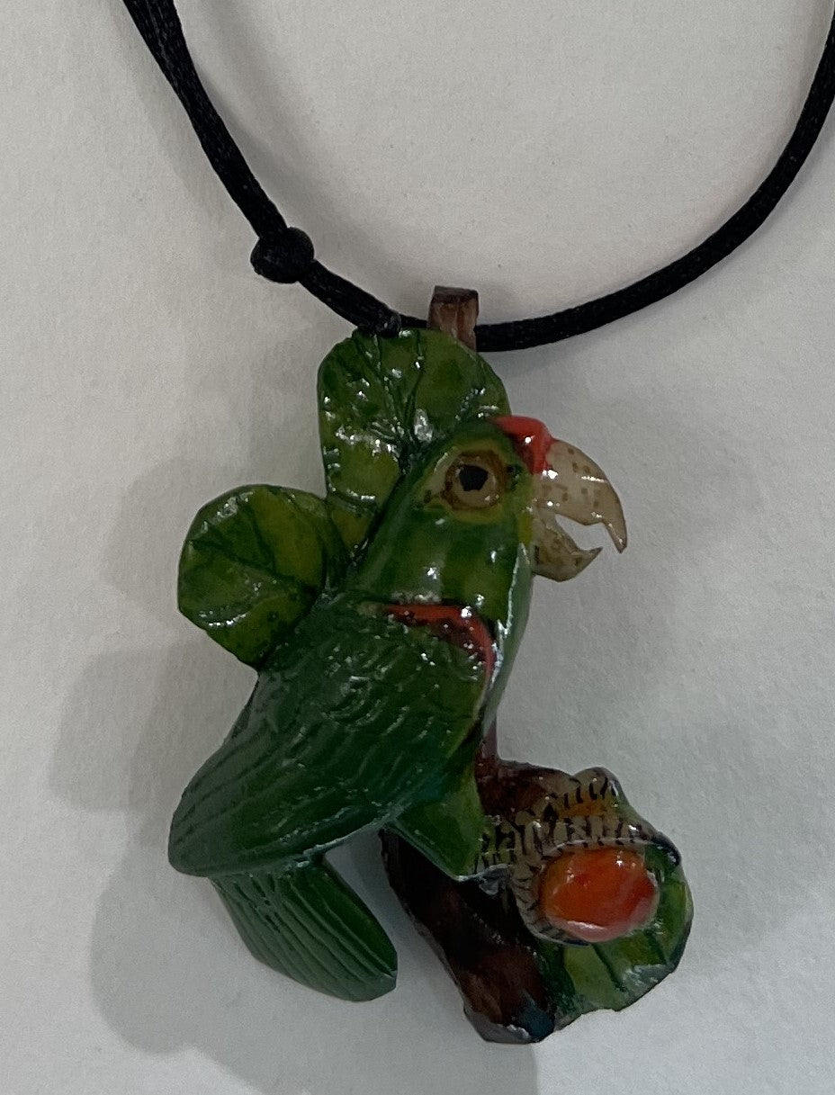 Tagua Jewelry Necklace Green Parrot Pendant Panama