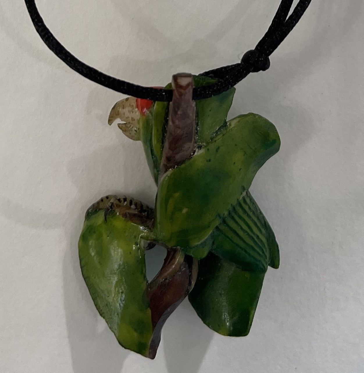 Tagua Jewelry Necklace Green Parrot Pendant Panama