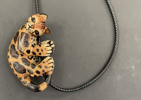 Tagua Jewelry Necklace Jaguar Cat Pendant Panama