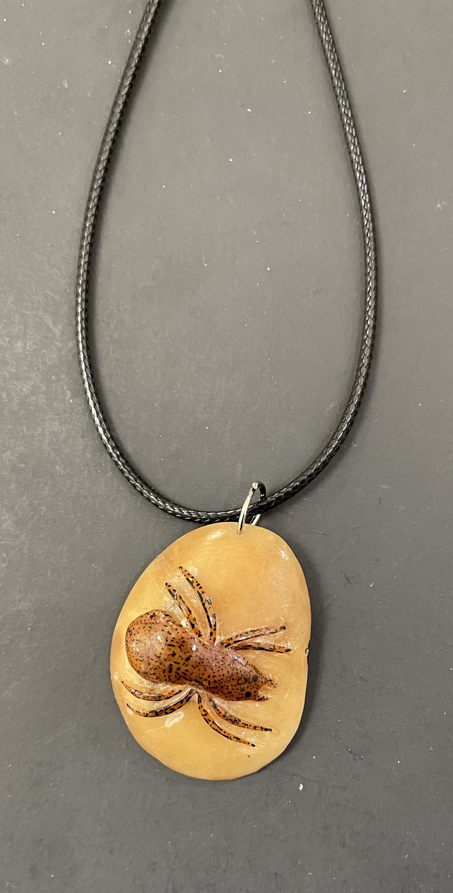 Tagua Jewelry Necklace Brown Spider Pendant Panama