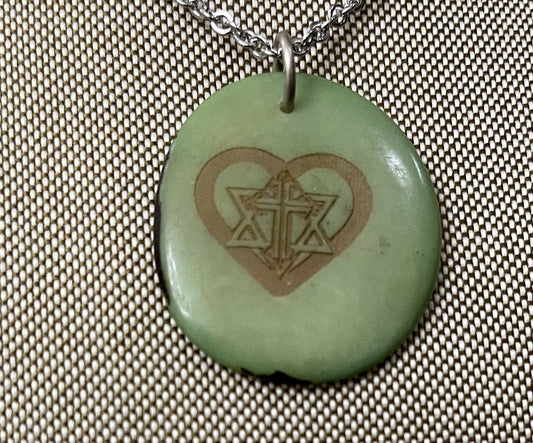 Star Of David Cross Heart Tagua Necklace  Pendant Panama