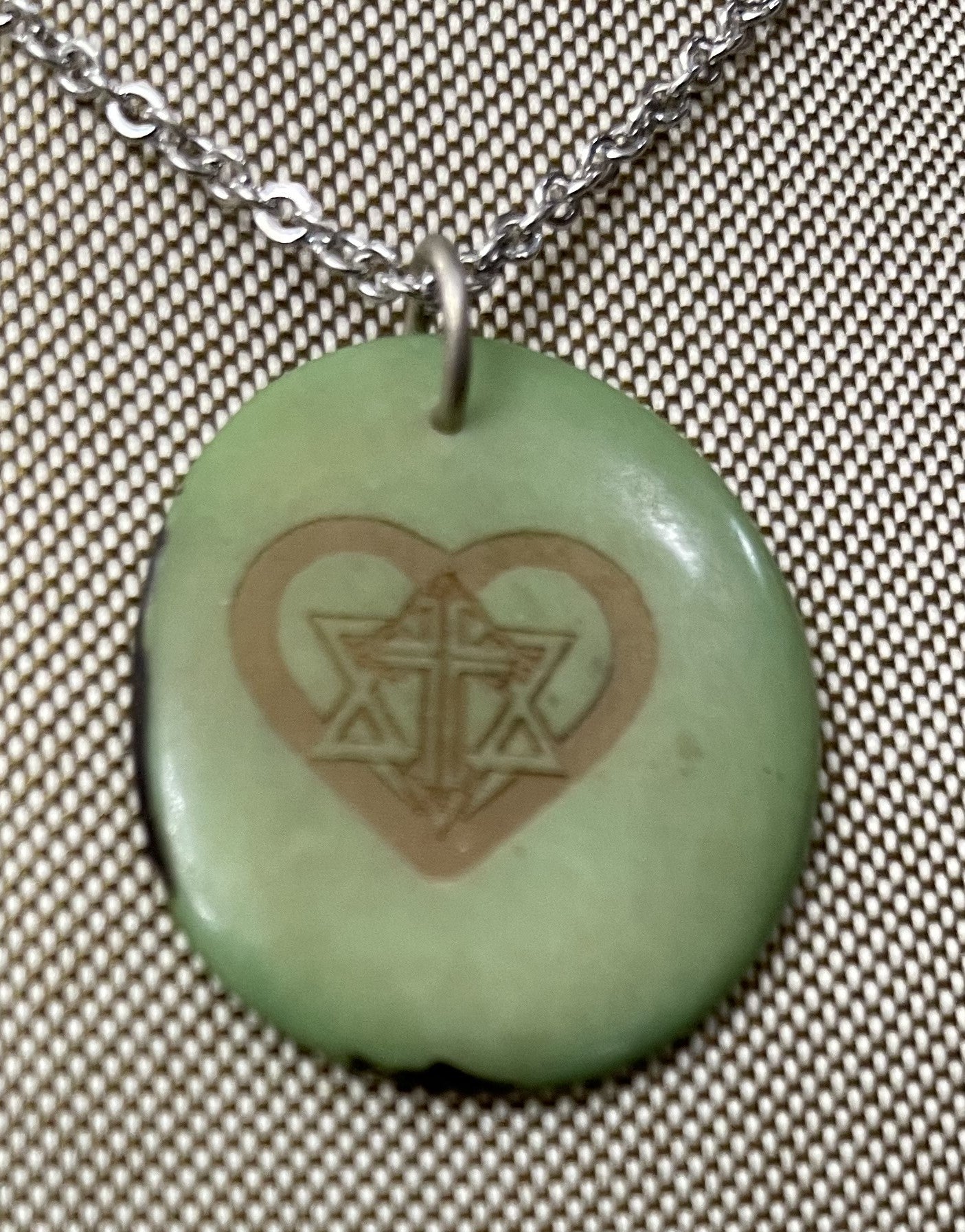 Star Of David Cross Heart Tagua Necklace  Pendant Panama