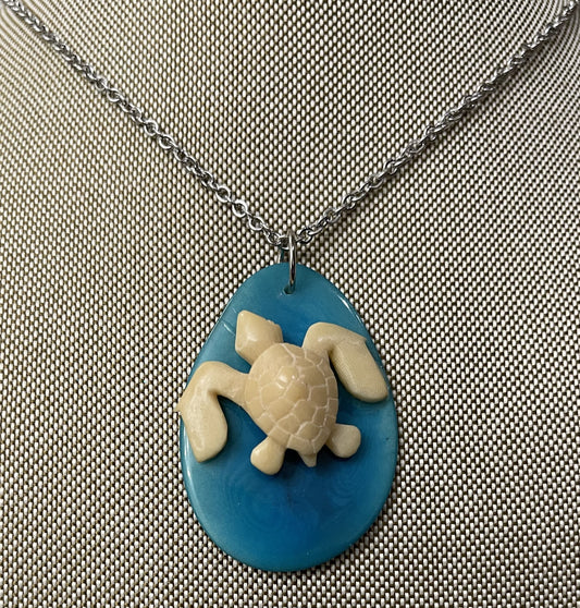 Sea Turtle Tagua Necklace Jewelry  Pendant Panama