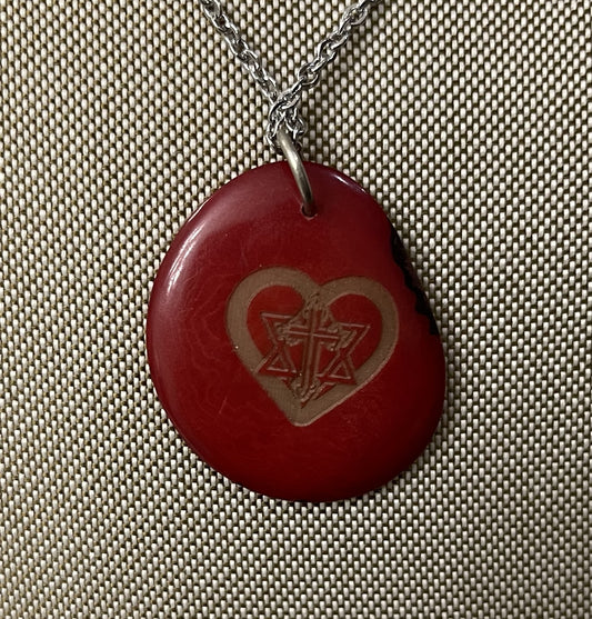 Star Of David Cross Heart Tagua Necklace  Pendant Panama