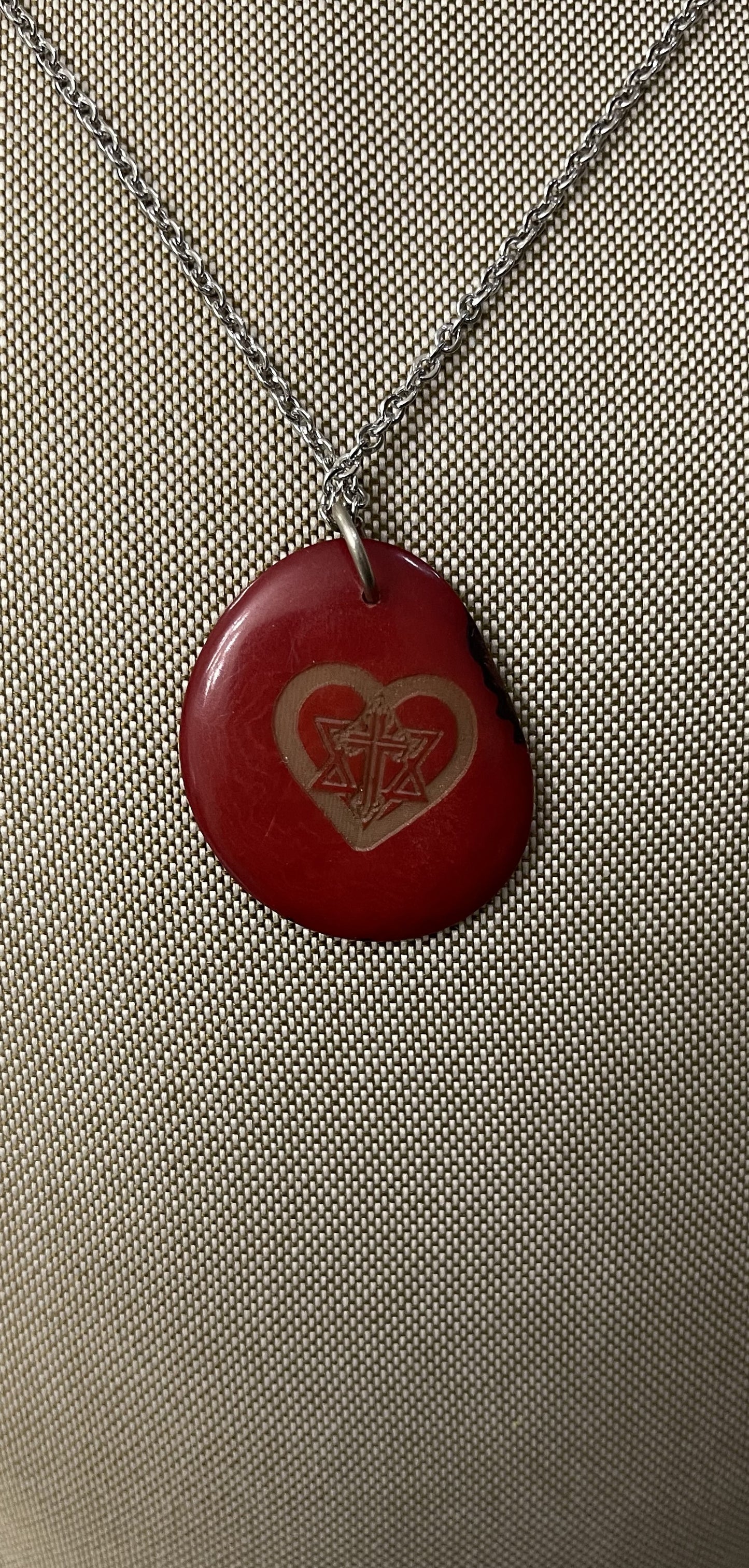 Star Of David Cross Heart Tagua Necklace  Pendant Panama