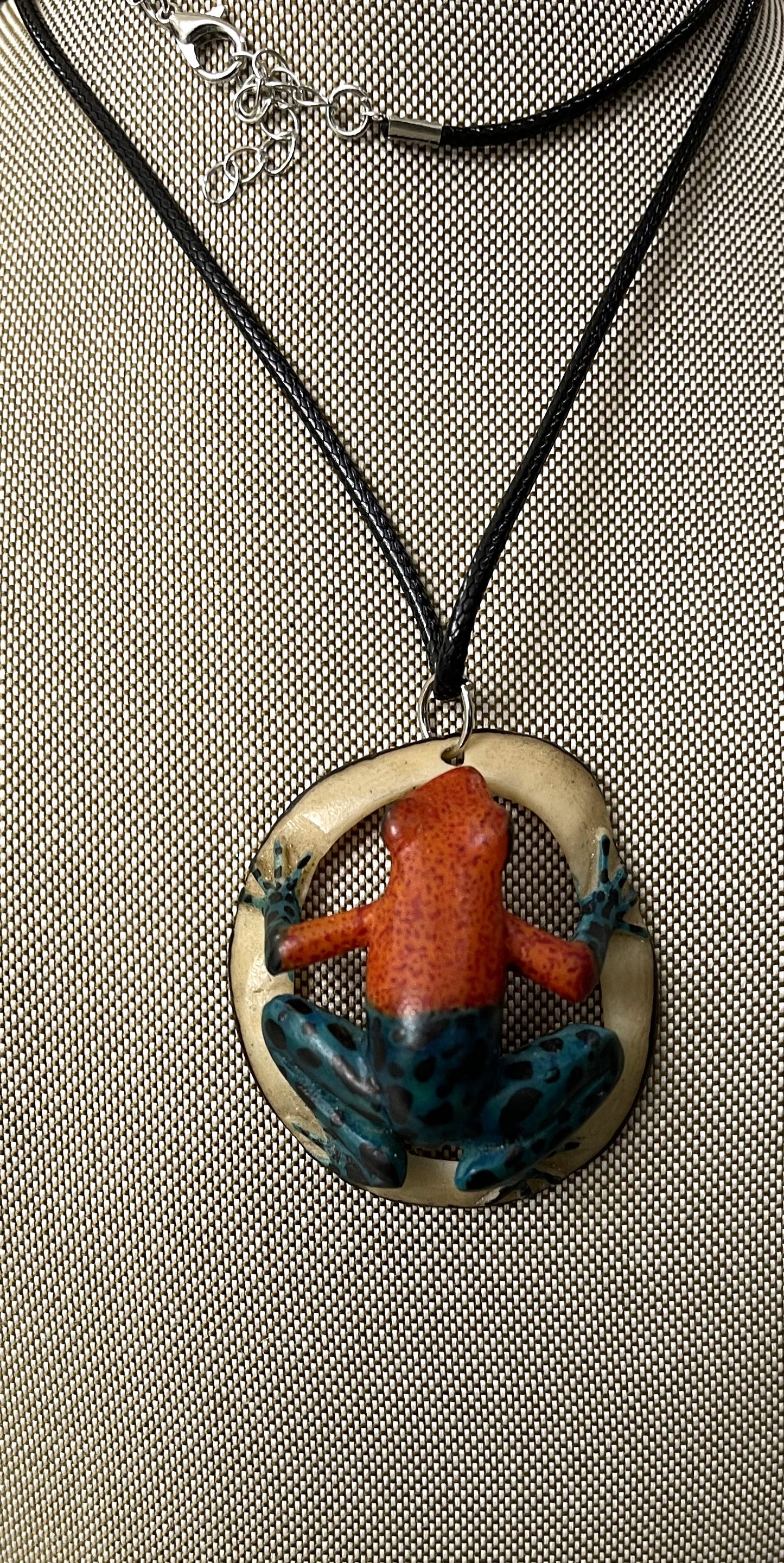 Poison Dart Frog Tagua Necklace Jewelry Pendant Panama