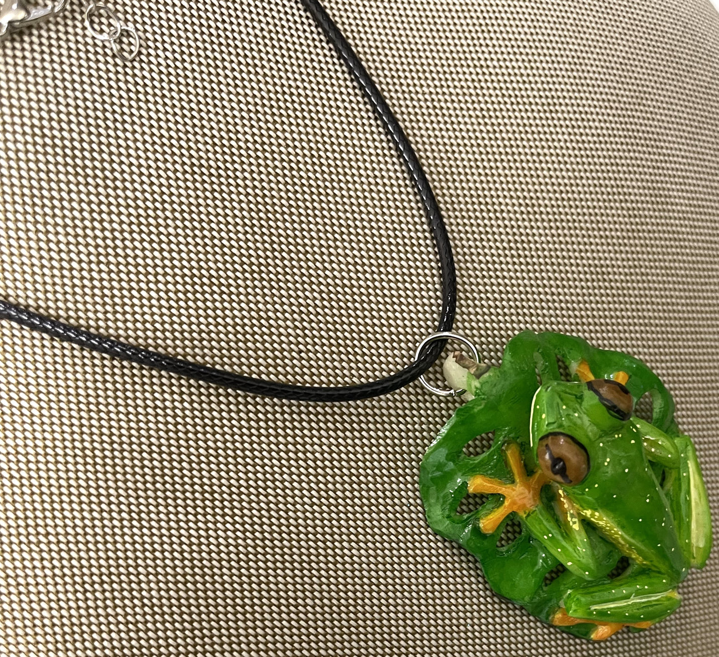 Green And Gold Tree Frog Tagua Necklace Pendant Panama