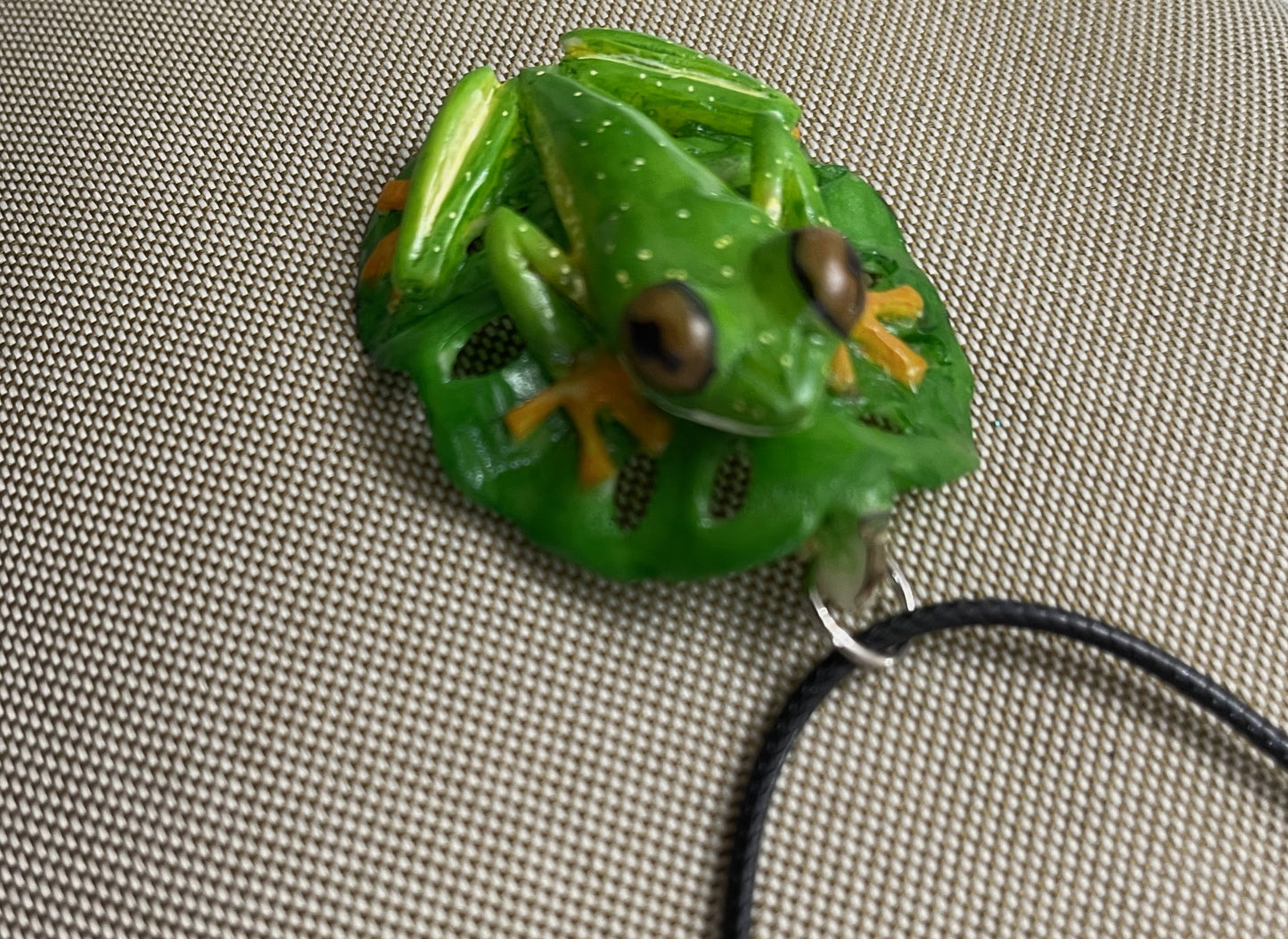 Green And Gold Tree Frog Tagua Necklace Pendant Panama