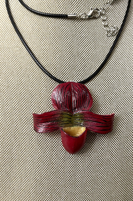 Tropical Orchid Flower Tagua Necklace Jewelry Pendant Panama