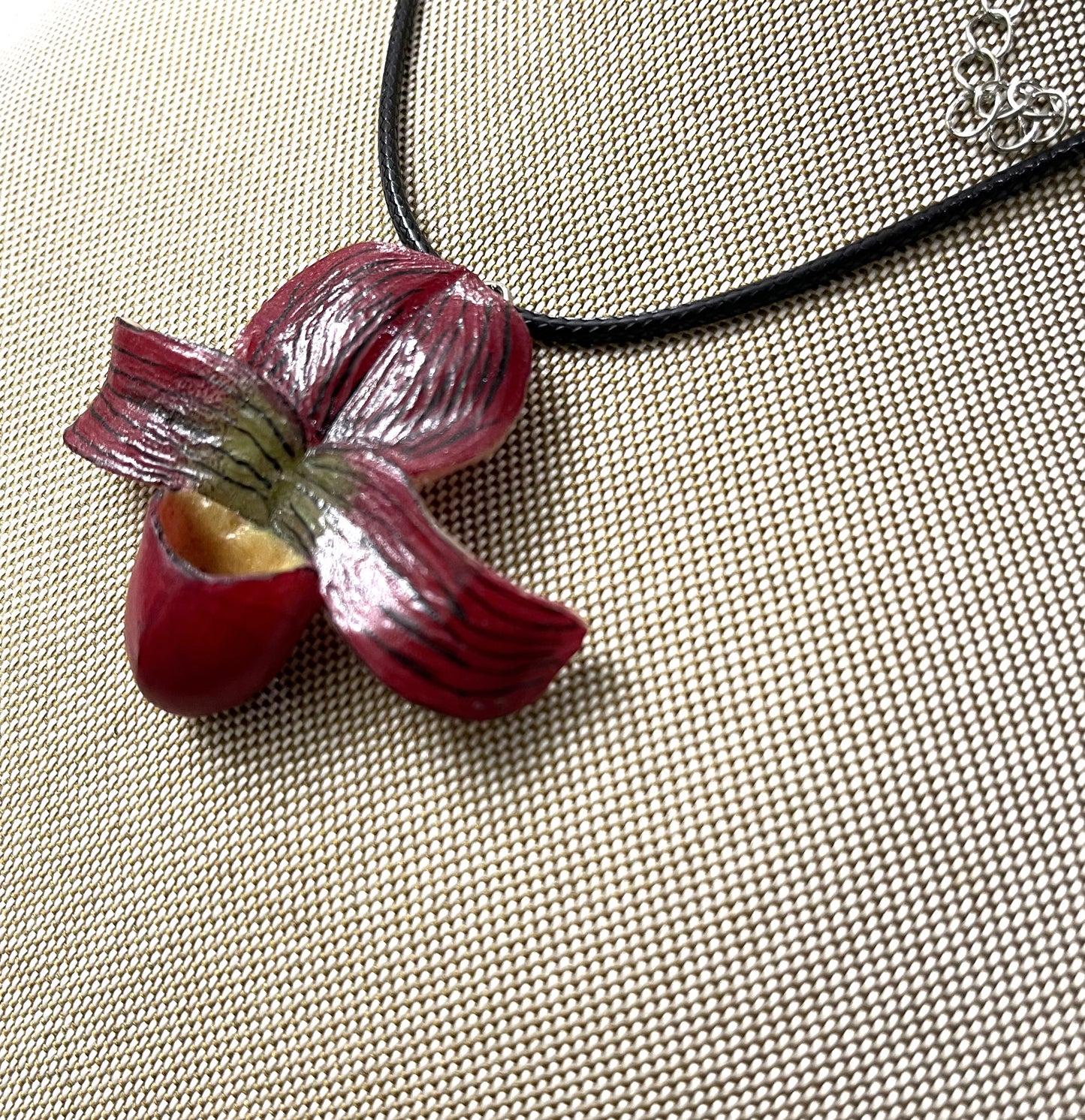 Tropical Orchid Flower Tagua Necklace Jewelry Pendant Panama