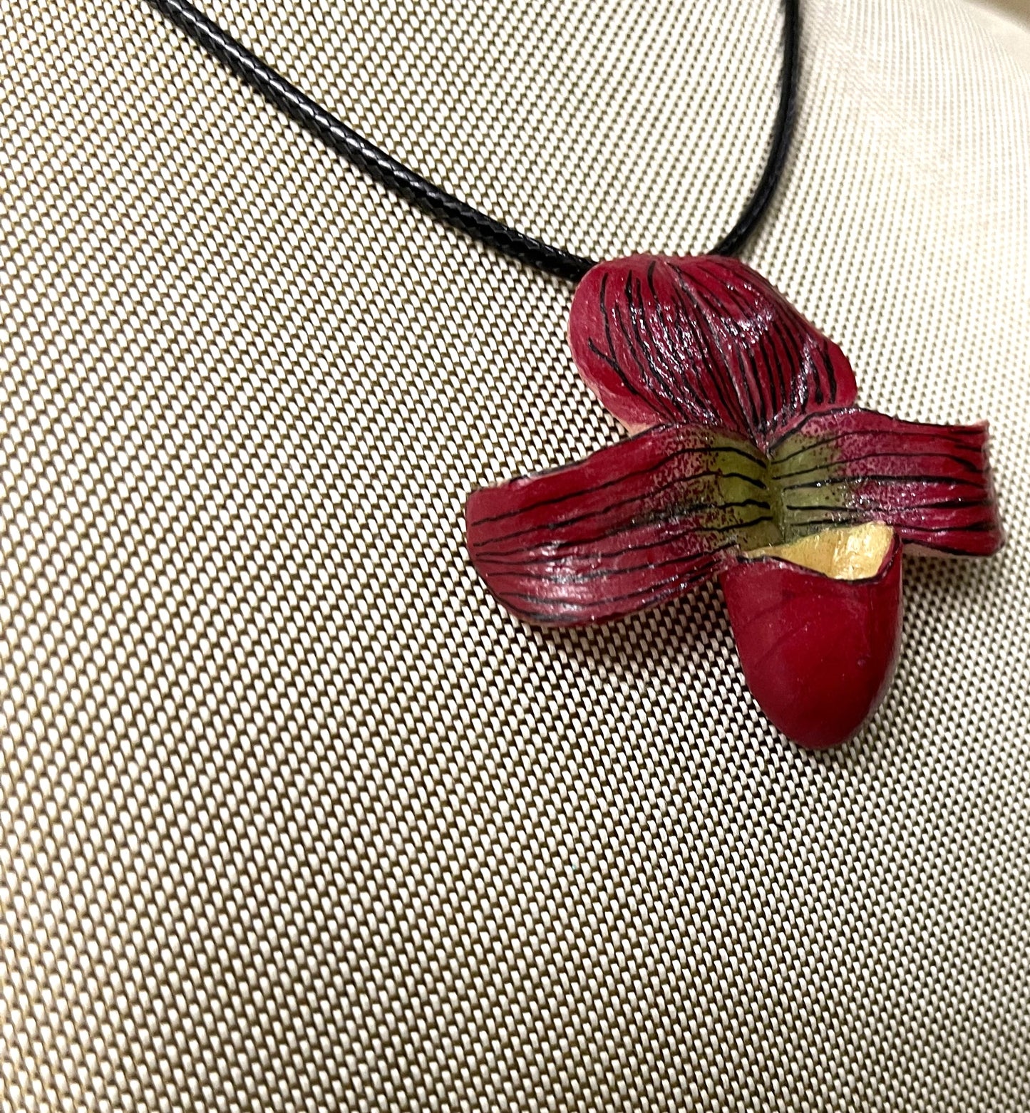 Tropical Orchid Flower Tagua Necklace Jewelry Pendant Panama