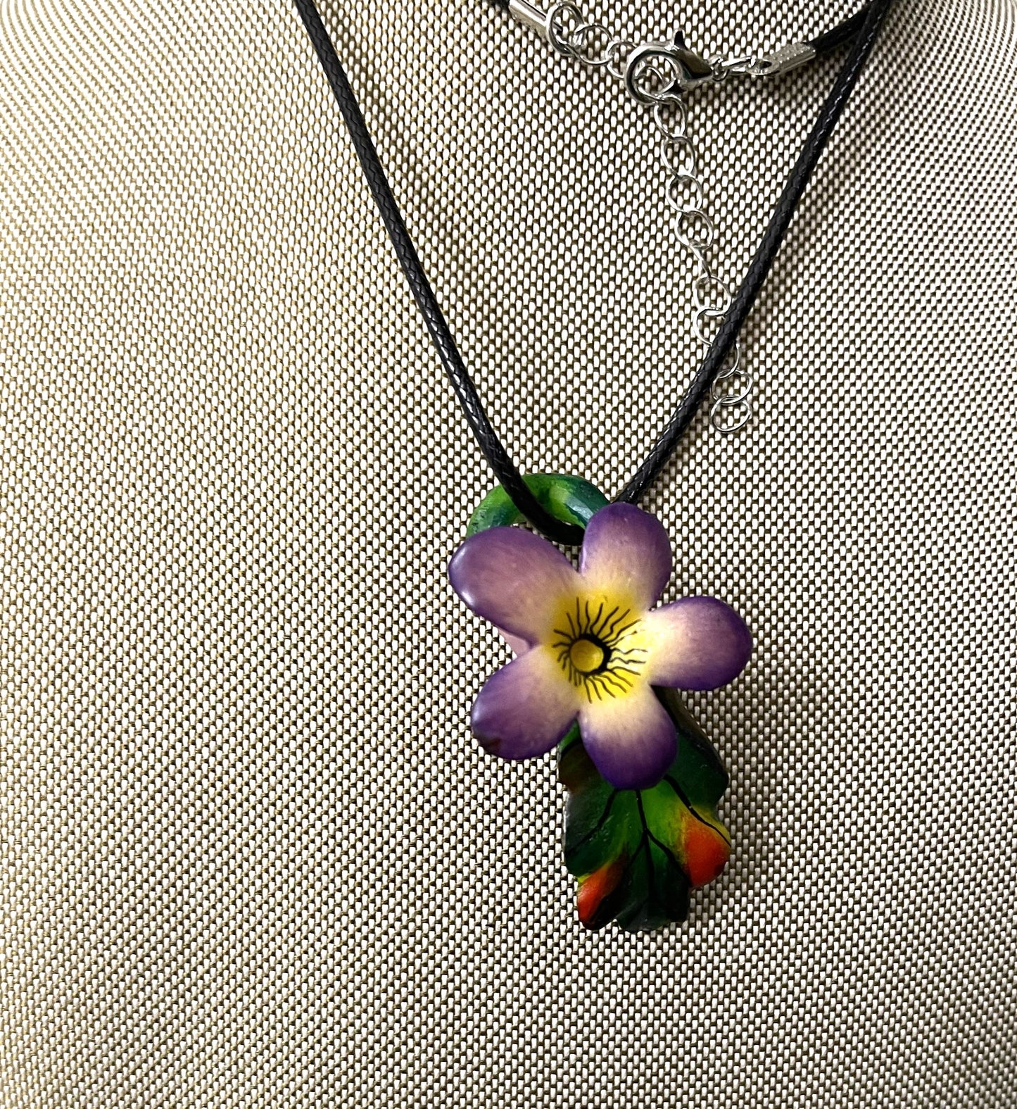 Tropical Orchid Flower Tagua Necklace Jewelry Pendant Panama