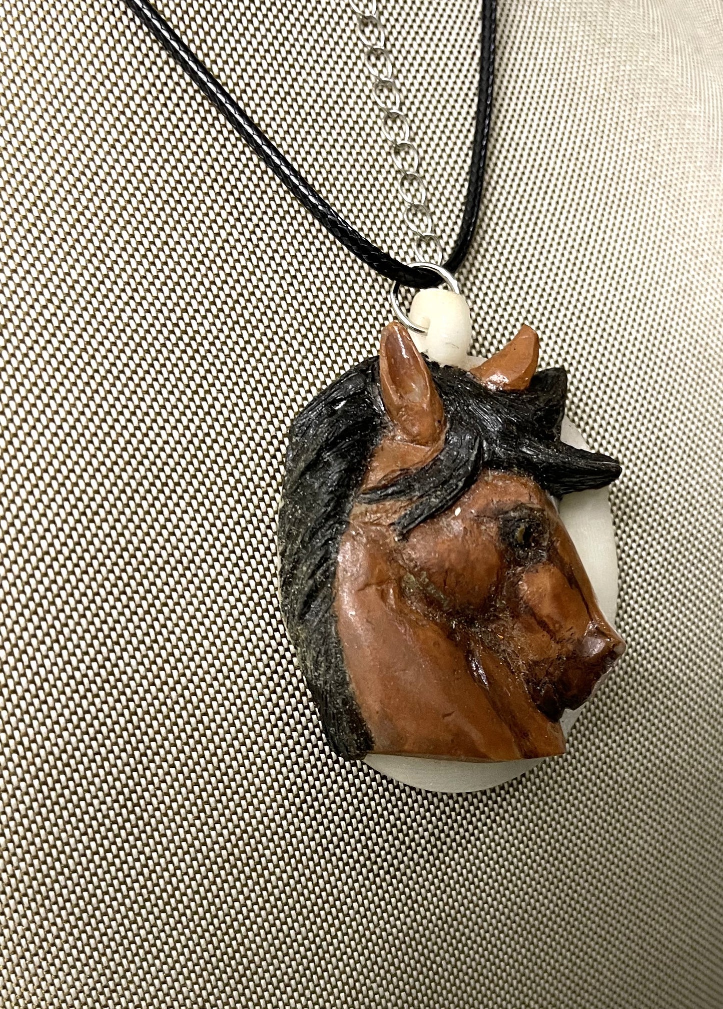 Brown Horse Tagua Necklace Jewelry Pendant Panama
