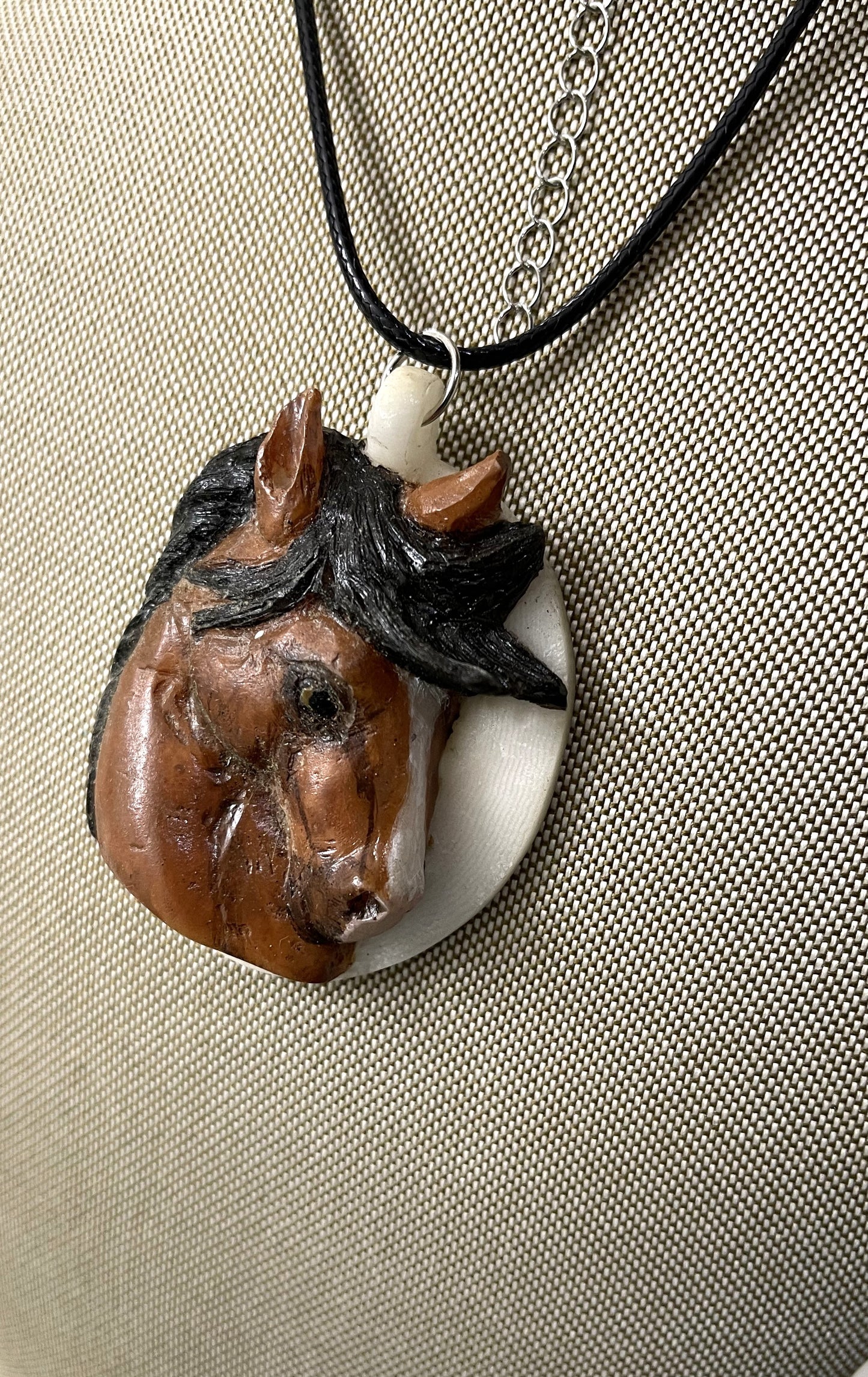 Brown Horse Tagua Necklace Jewelry Pendant Panama