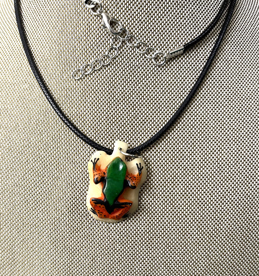 Poison Dart Frog Tagua Necklace Jewelry Pendant Panama