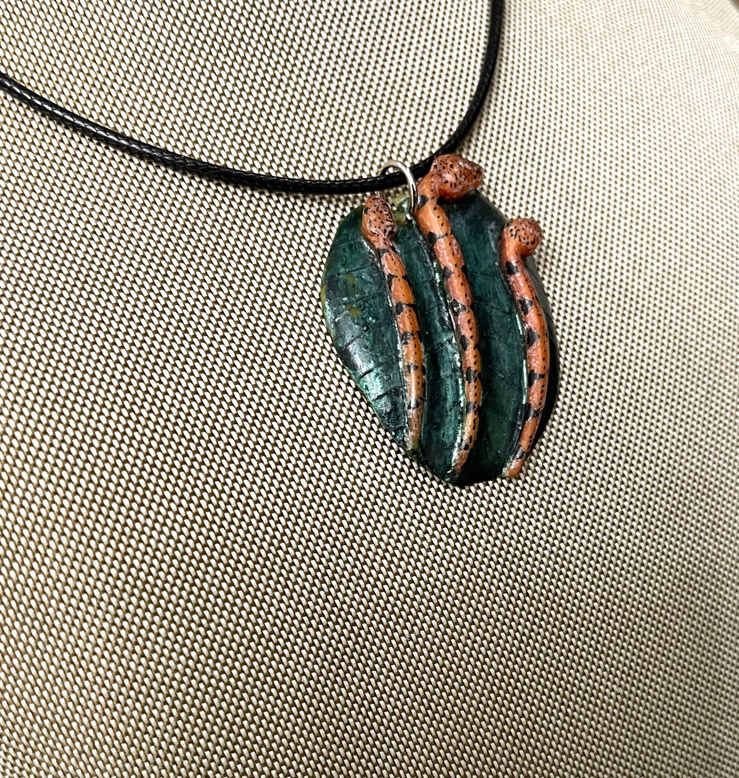 Three Caterpillar Tagua Necklace Pendant Panama