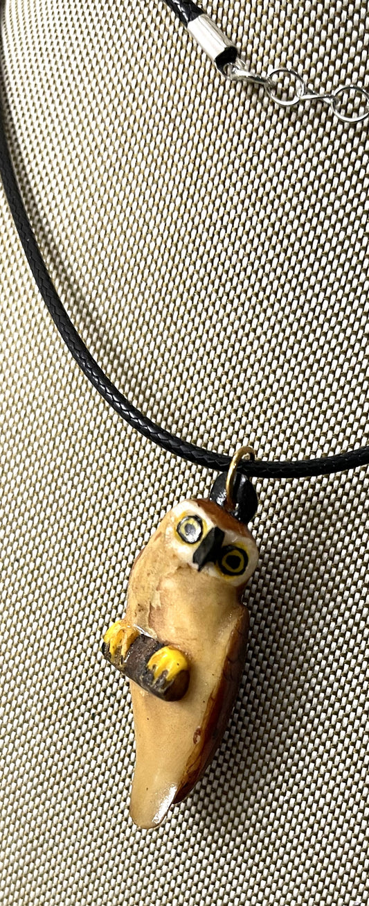Owl Bird Tagua Necklace Pendant Panama