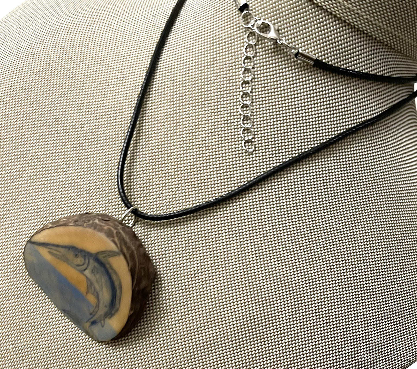 Grabado Sailfish Tagua Necklace Pendant Panama