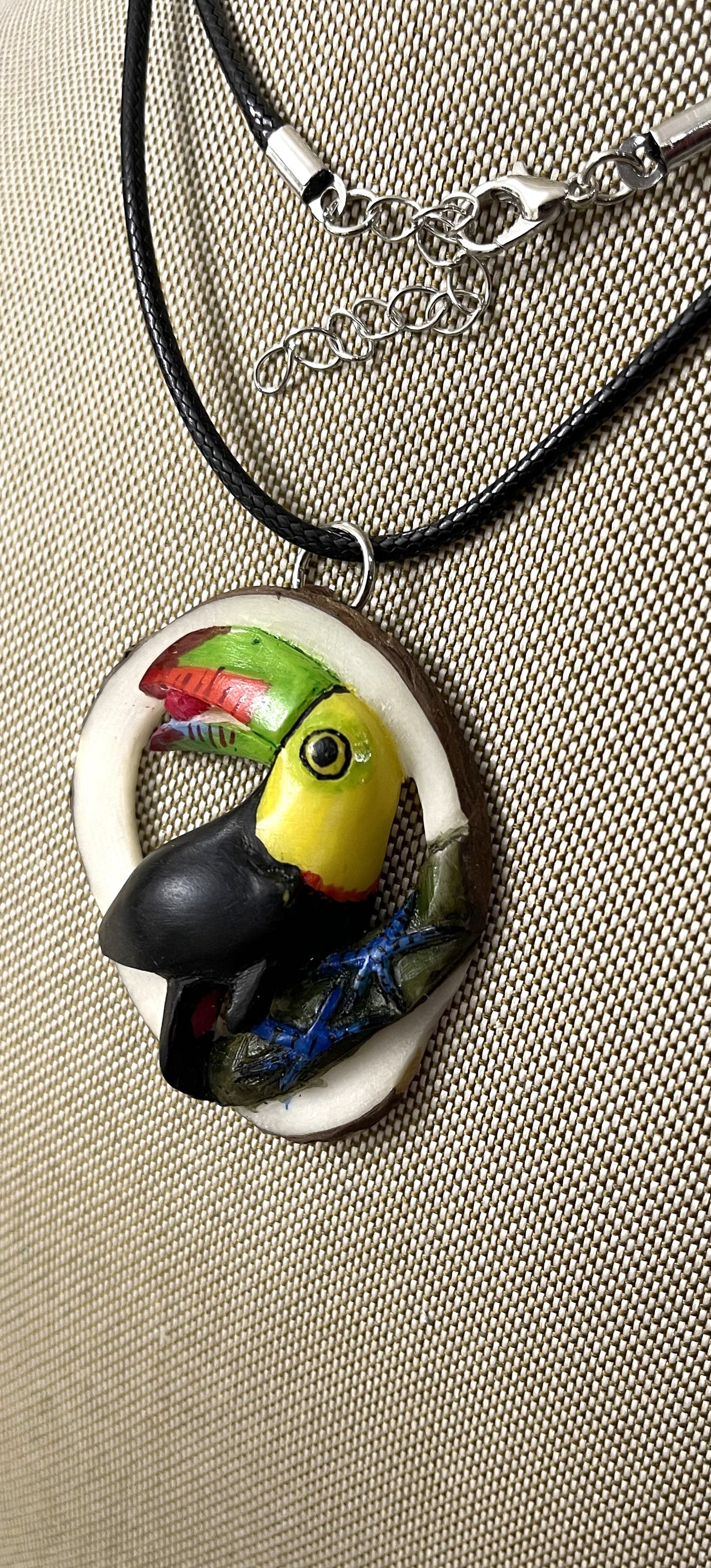 Toucan Parrot Tagua Necklace Pendant Panama