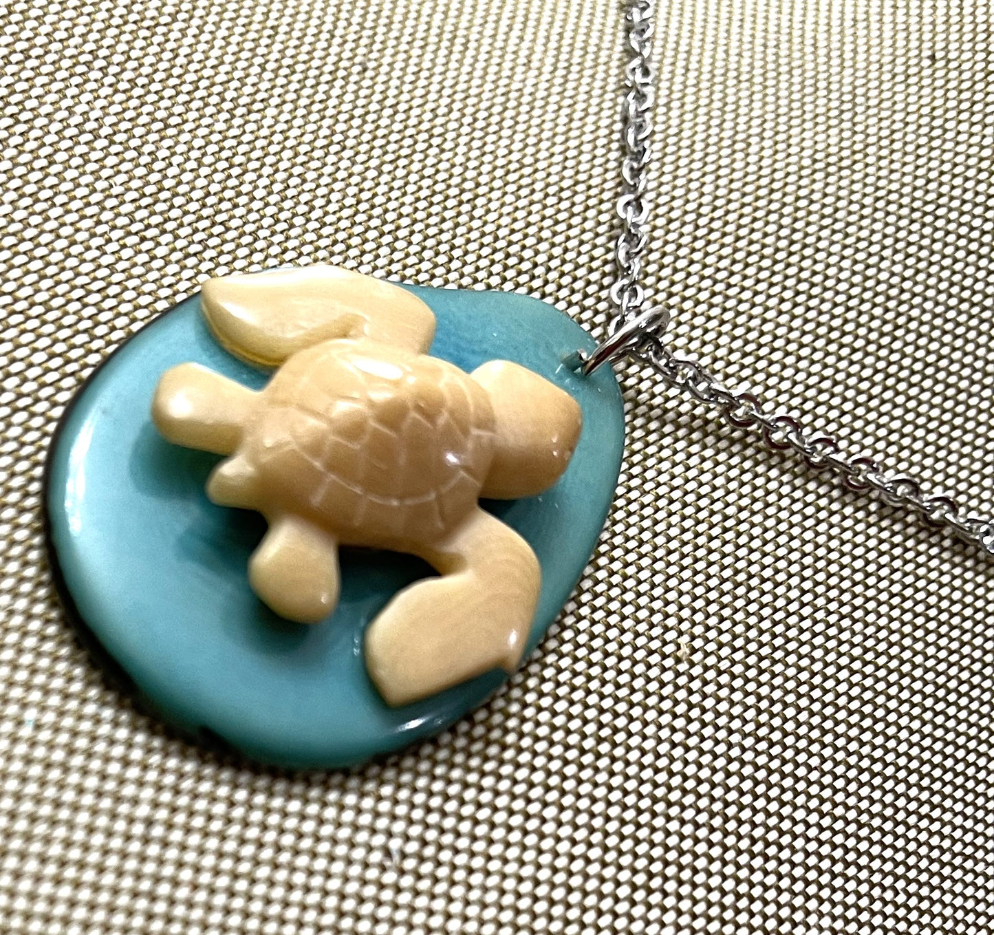 Sea Turtle Tagua Necklace Jewelry Pendant Panama