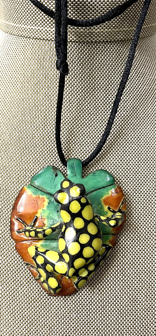 Poison Dart Frog Tagua Necklace Jewelry Pendant Panama