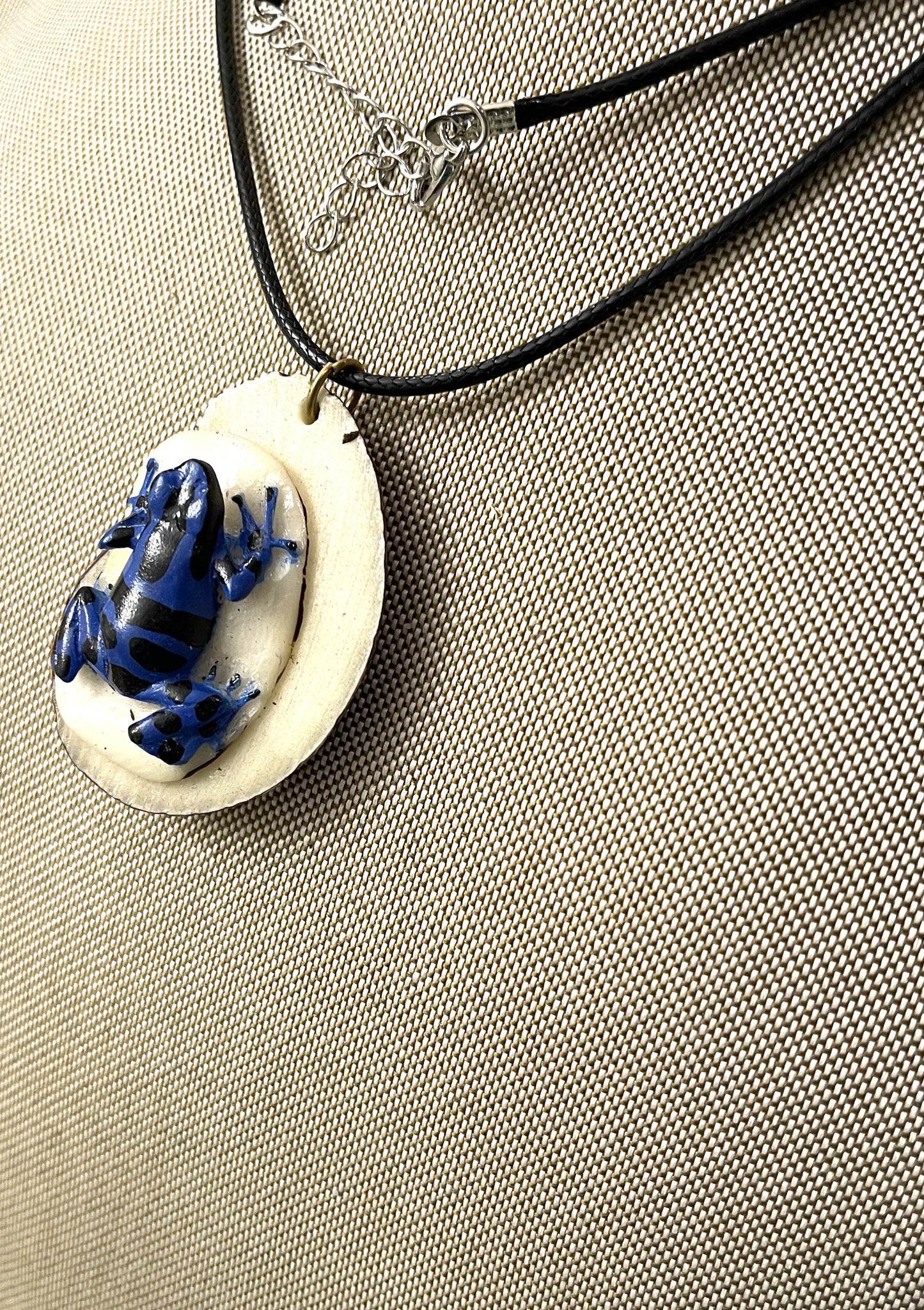 Blue Poison Dart Frog Tagua Necklace Jewelry Pendant Panama