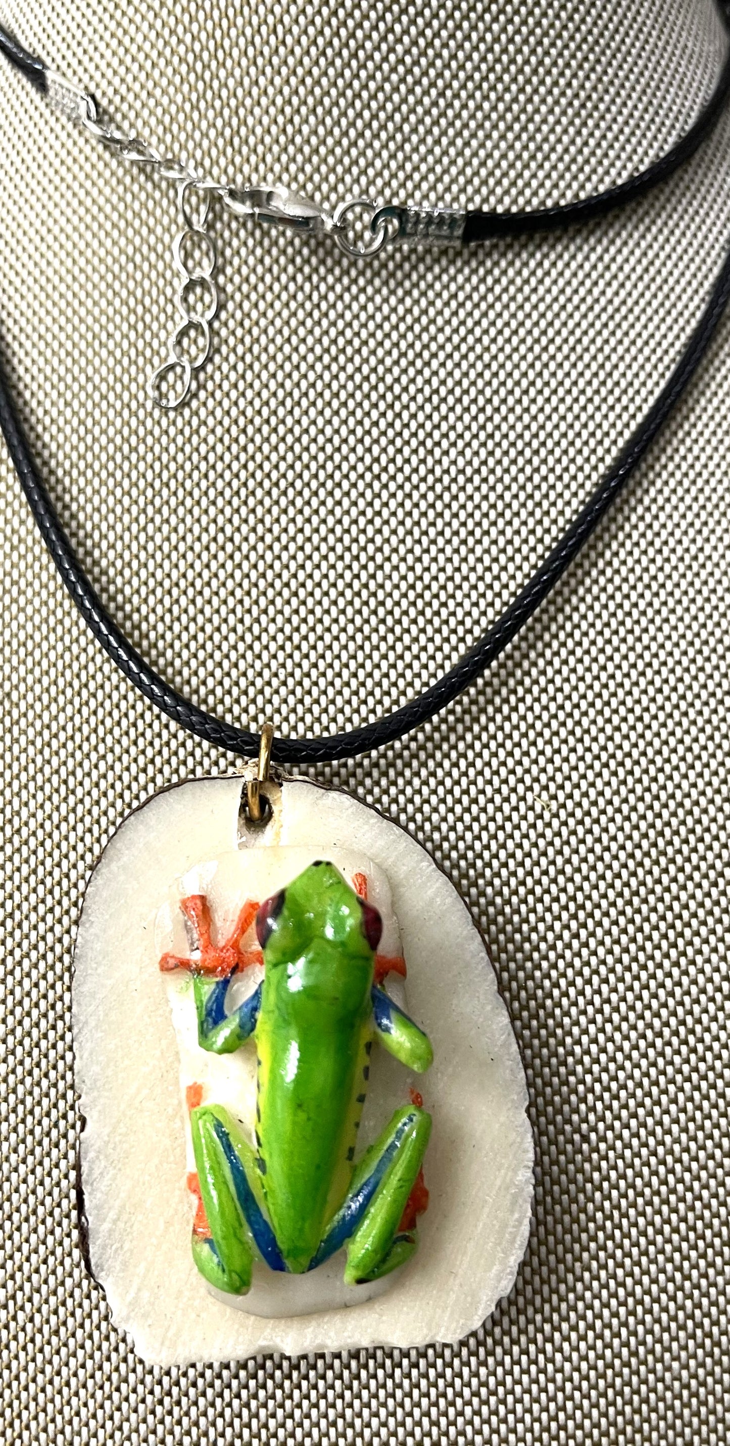 Red Eye Tree Frog Tagua Necklace Jewelry Pendant Panama