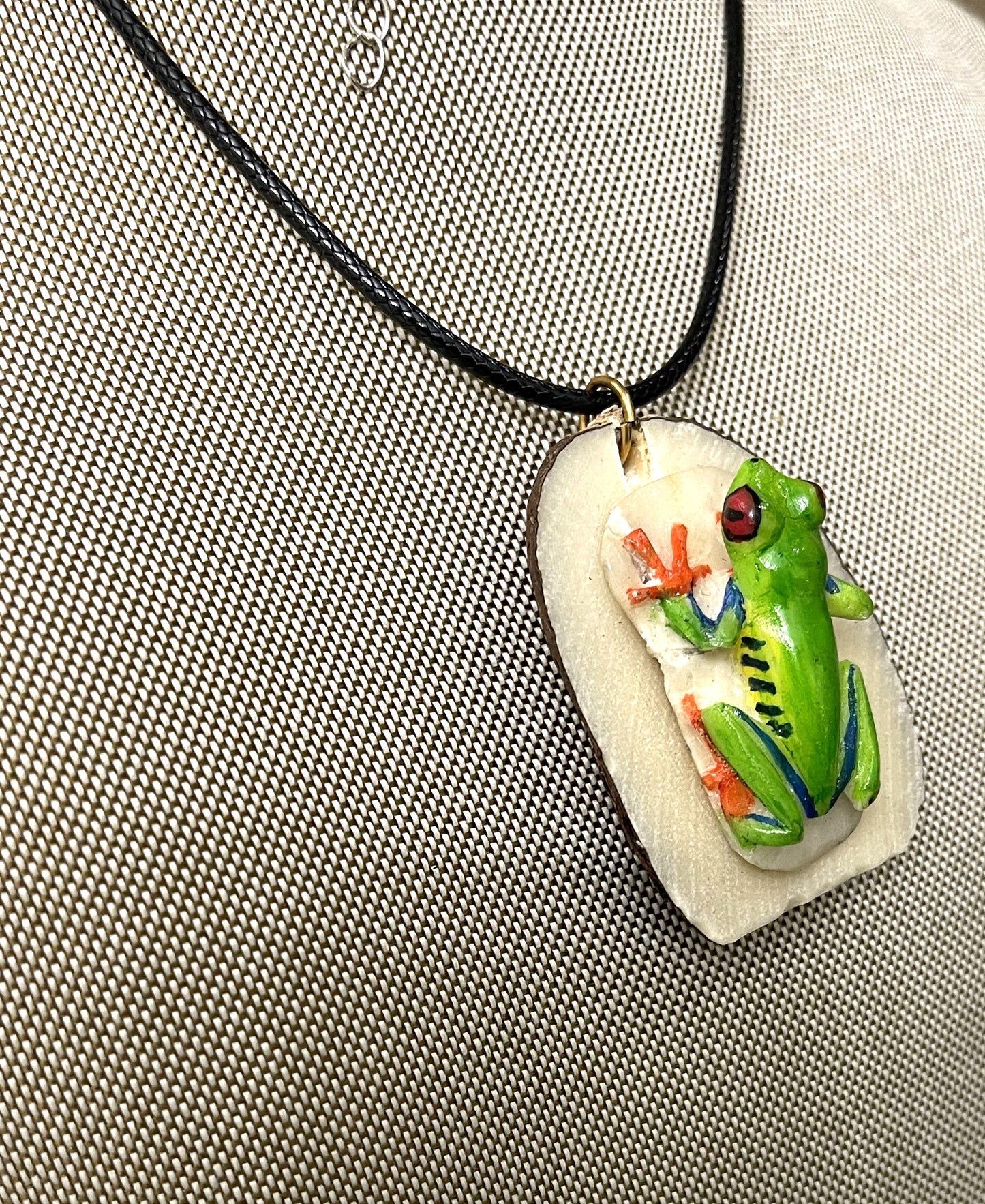 Red Eye Tree Frog Tagua Necklace Jewelry Pendant Panama