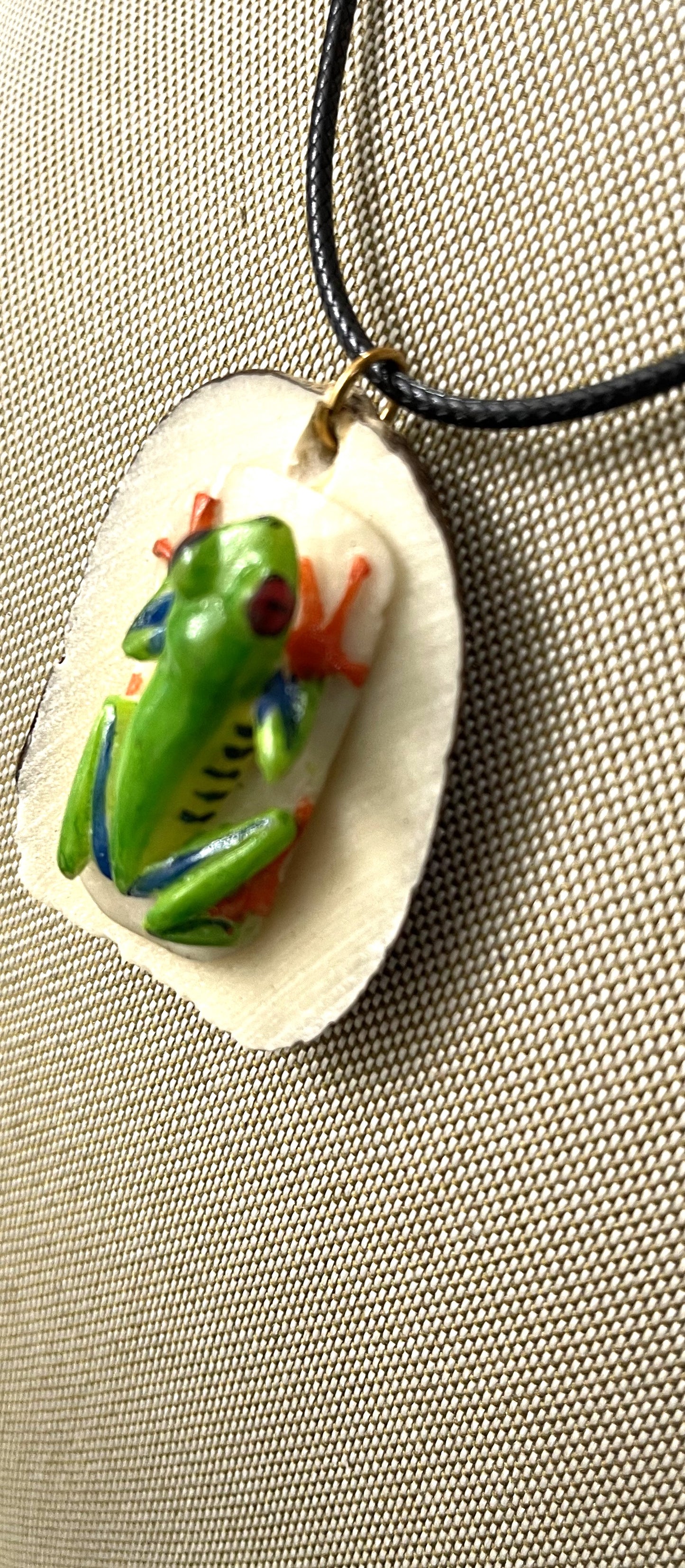 Red Eye Tree Frog Tagua Necklace Jewelry Pendant Panama