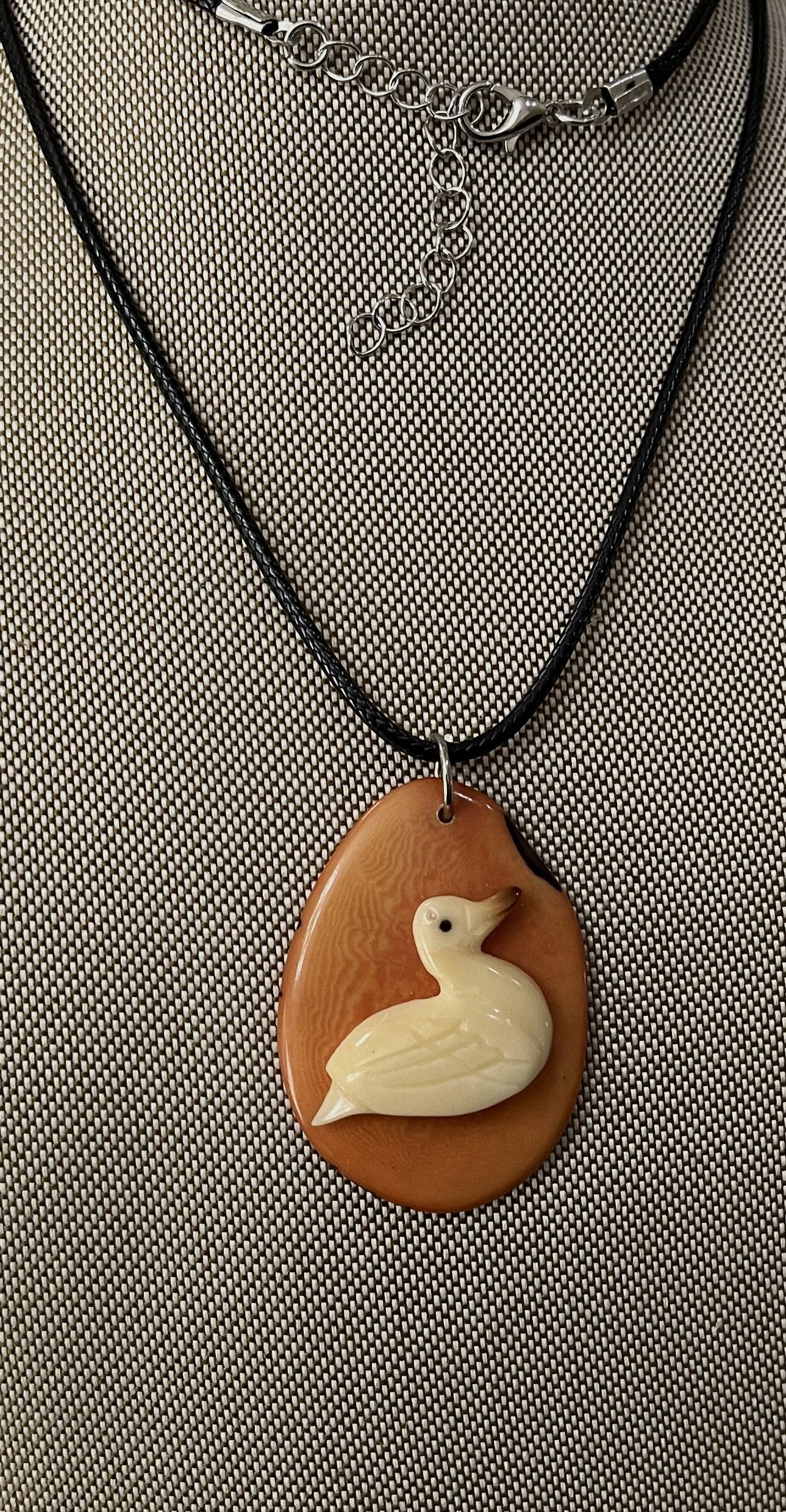 White Duck Tagua On Tagua Necklace Jewelry Pendant Panama