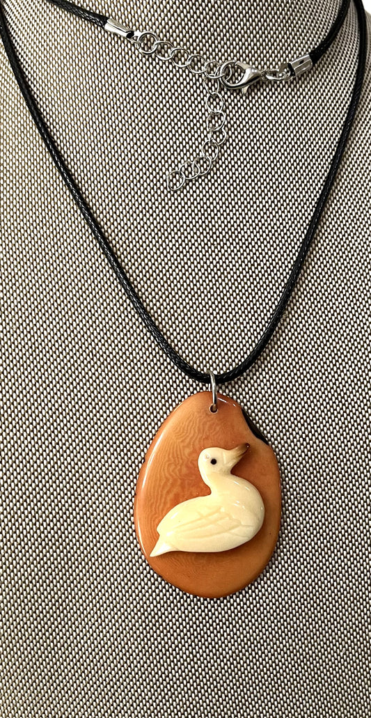 White Duck Tagua On Tagua Necklace Jewelry Pendant Panama
