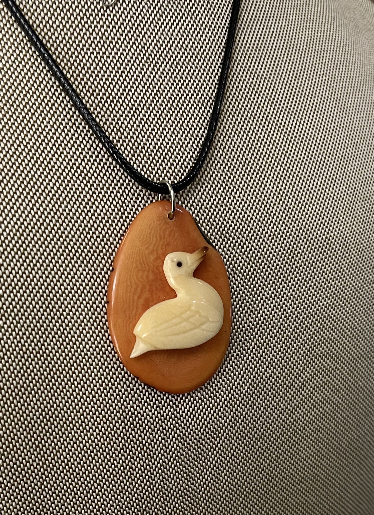 White Duck Tagua On Tagua Necklace Jewelry Pendant Panama