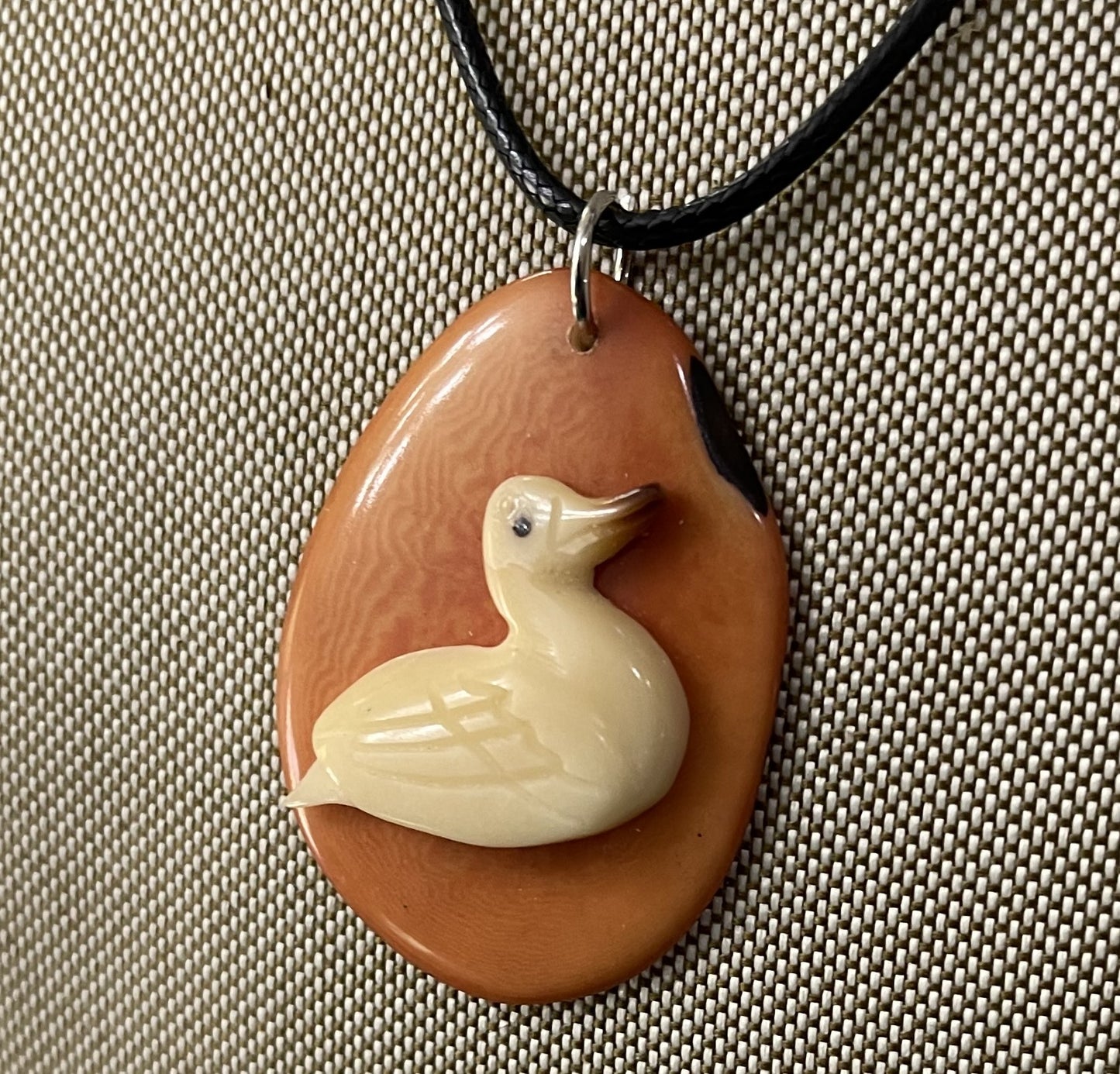 White Duck Tagua On Tagua Necklace Jewelry Pendant Panama