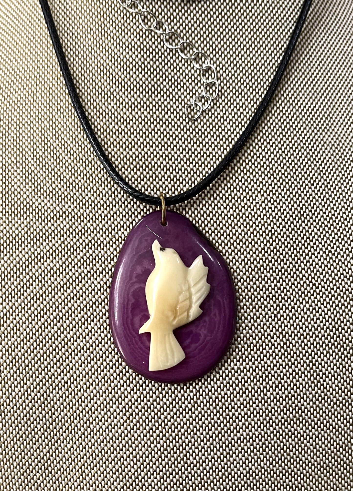 White Dove Tagua On Tagua Necklace Jewelry Pendant Panama