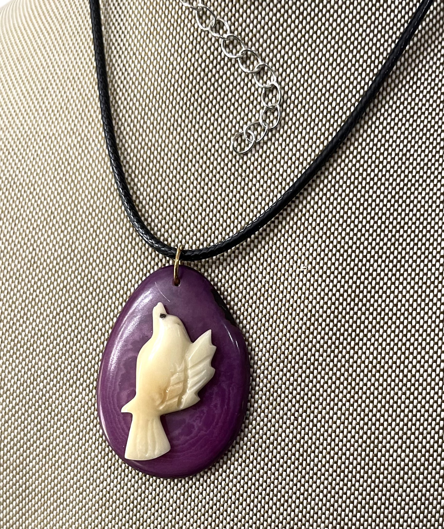 White Dove Tagua On Tagua Necklace Jewelry Pendant Panama