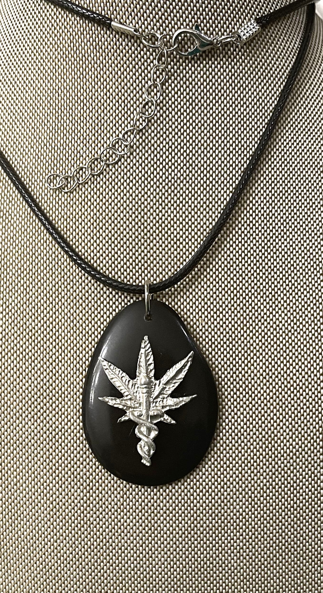 Medical Marijuana Leaf Caduceus Tagua Necklace Pendant Panama