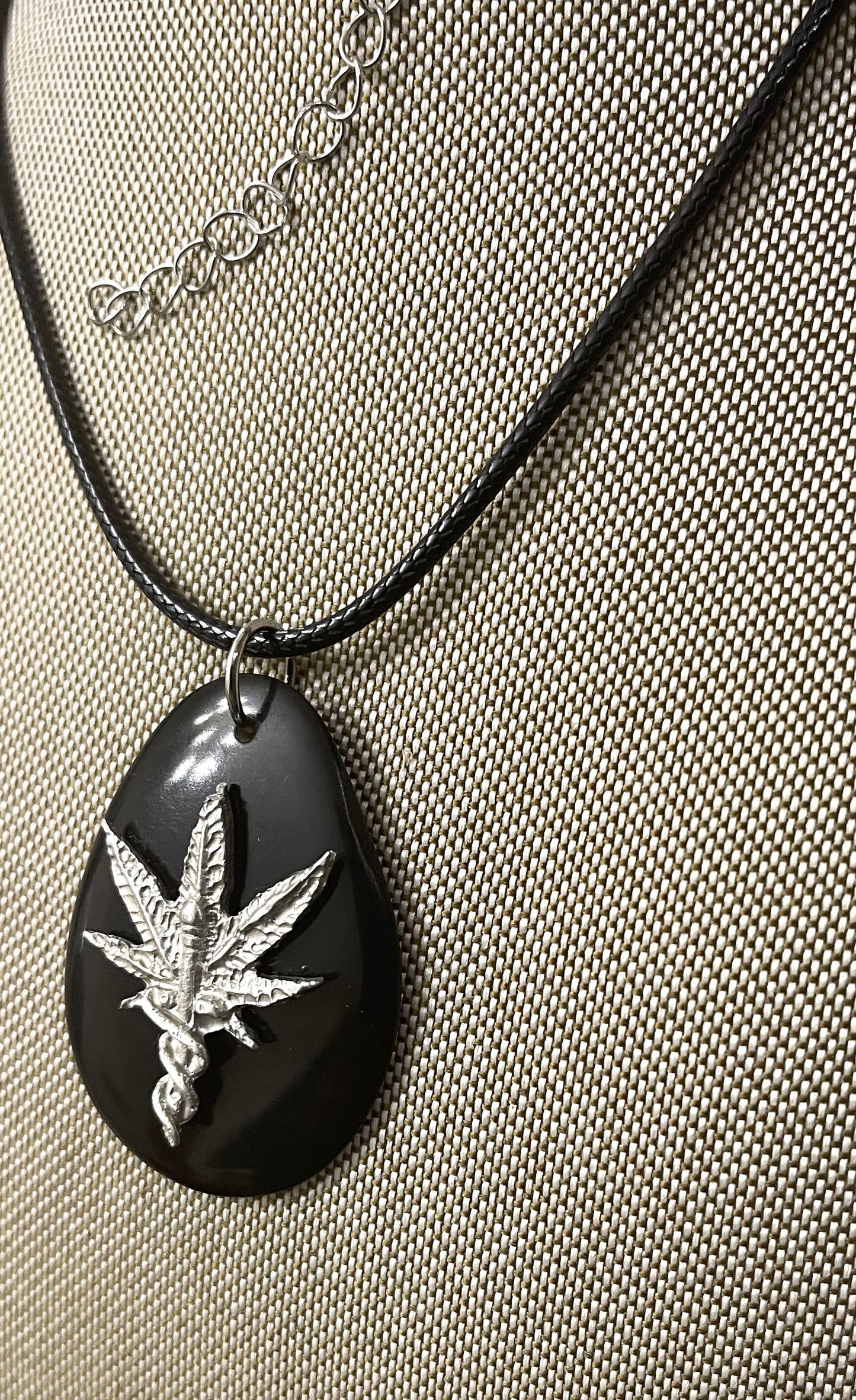 Medical Marijuana Leaf Caduceus Tagua Necklace Pendant Panama