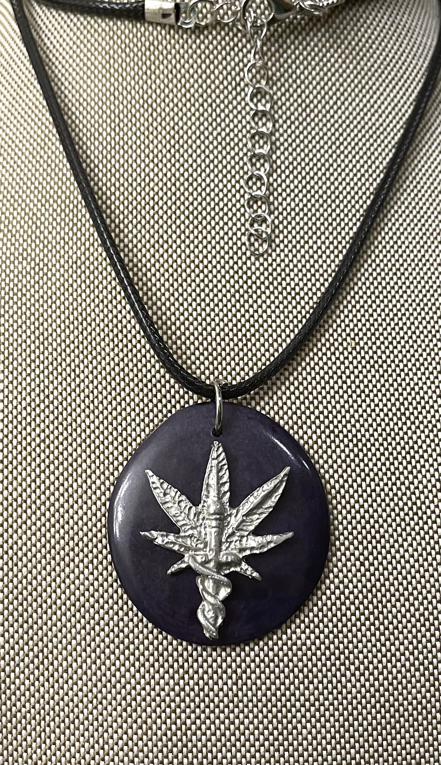 Medical Marijuana Leaf Caduceus Tagua Necklace Pendant Panama