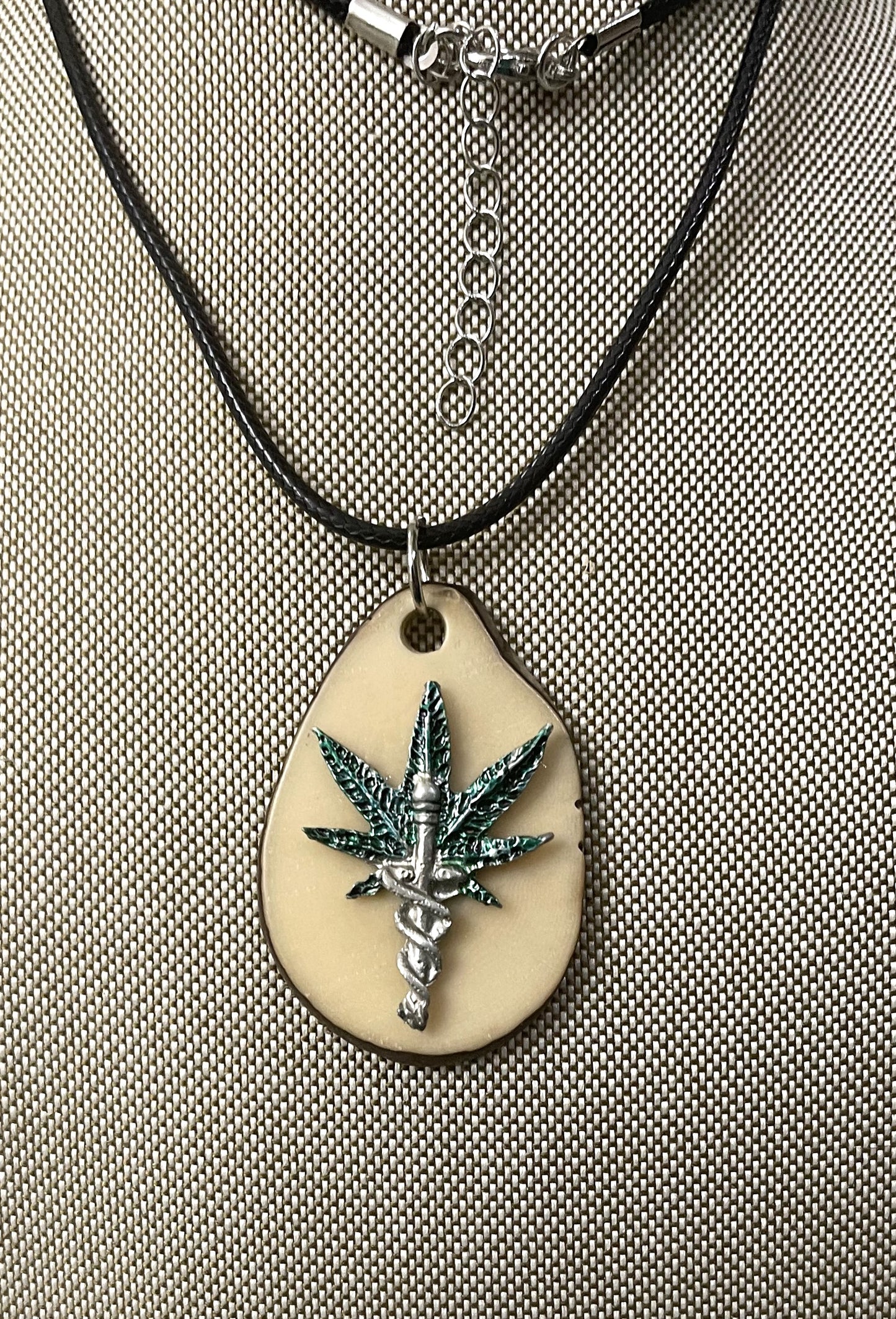 Medical Marijuana Leaf Caduceus Tagua Necklace Pendant Panama