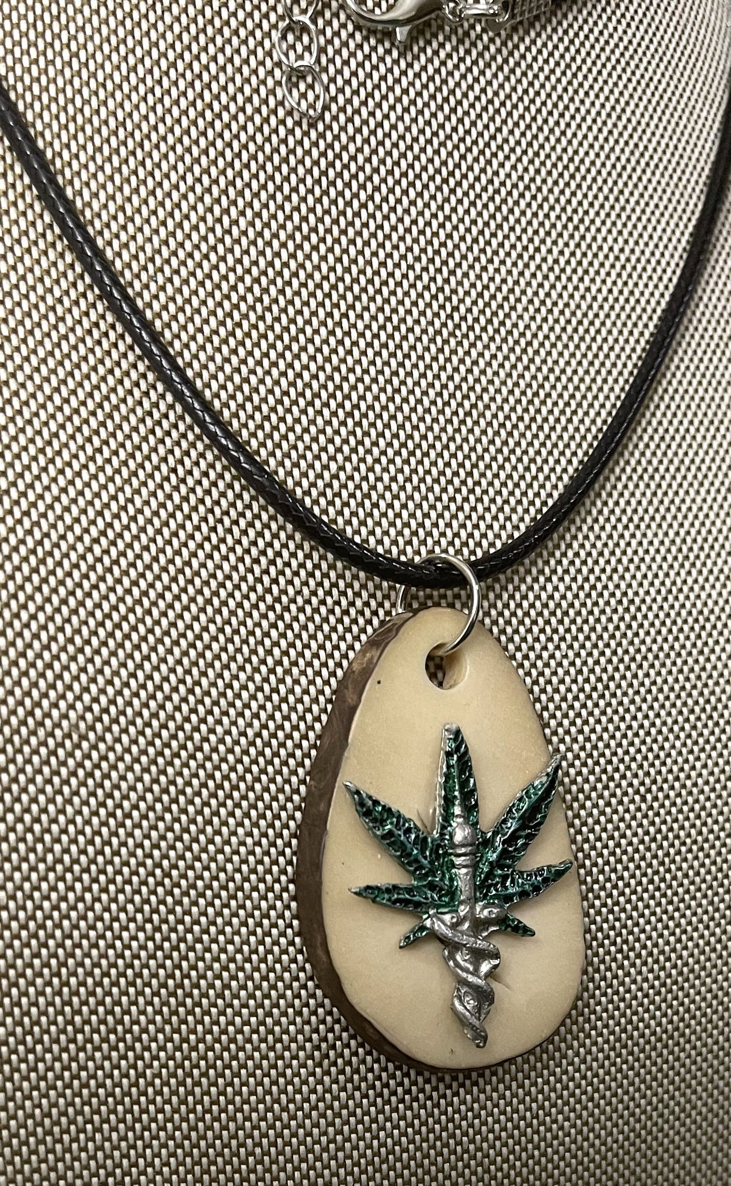 Medical Marijuana Leaf Caduceus Tagua Necklace Pendant Panama