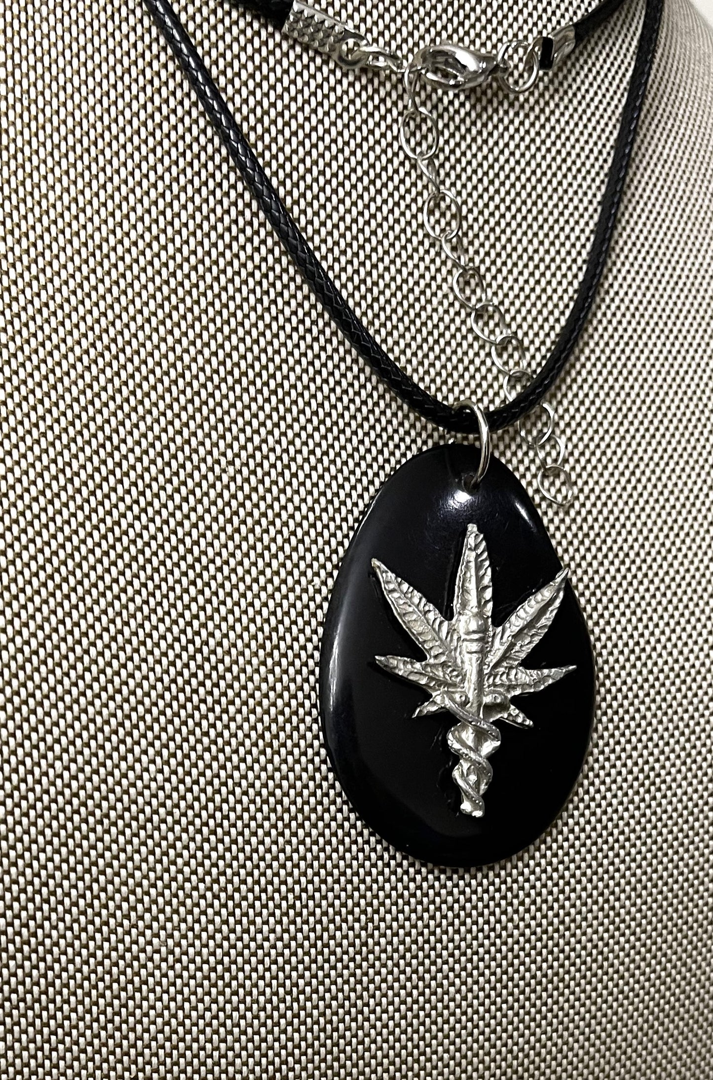 Medical Marijuana Leaf Caduceus Tagua Necklace Pendant Panama