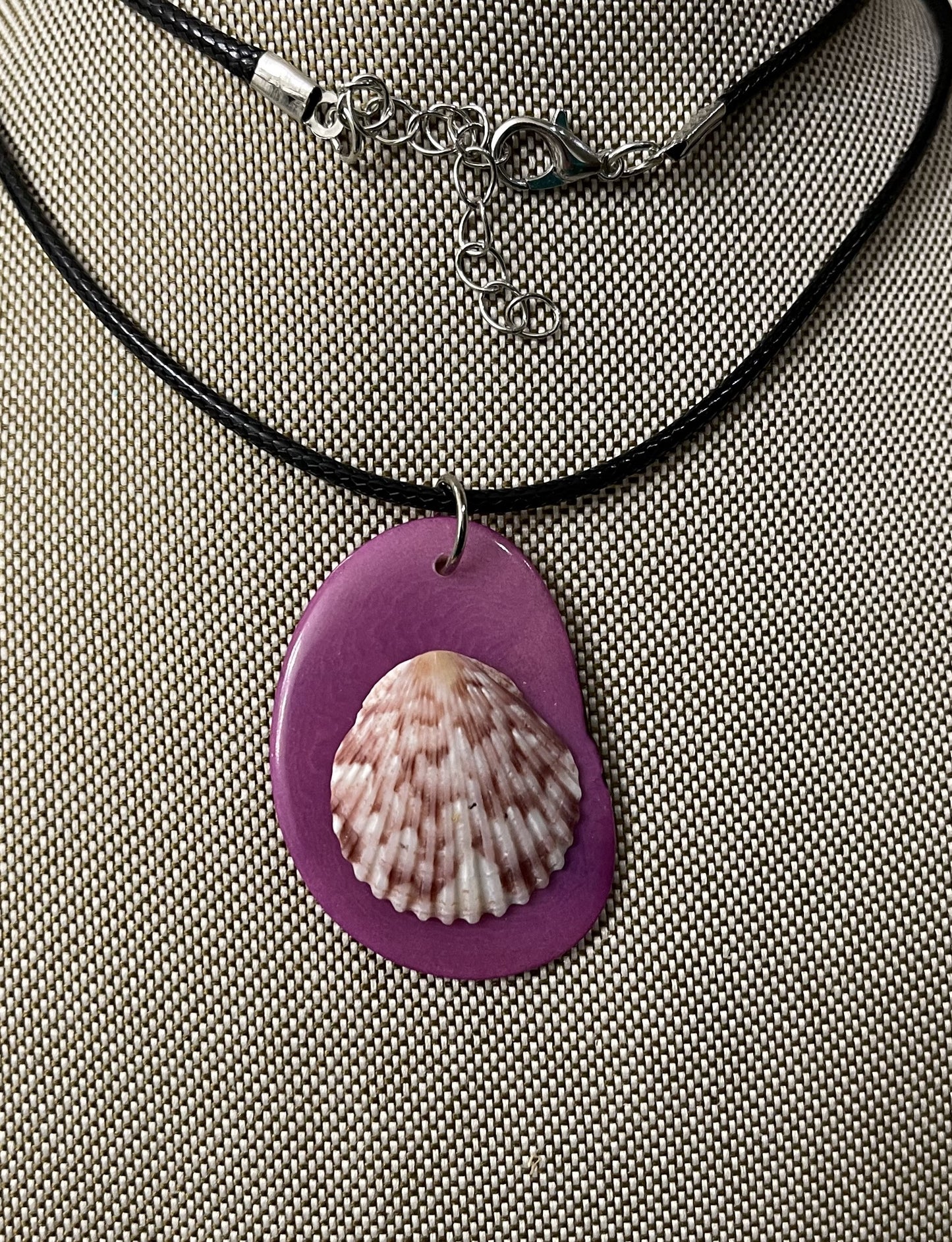 Ocean Seashell On Tagua Petal Carving Rainforest Panama