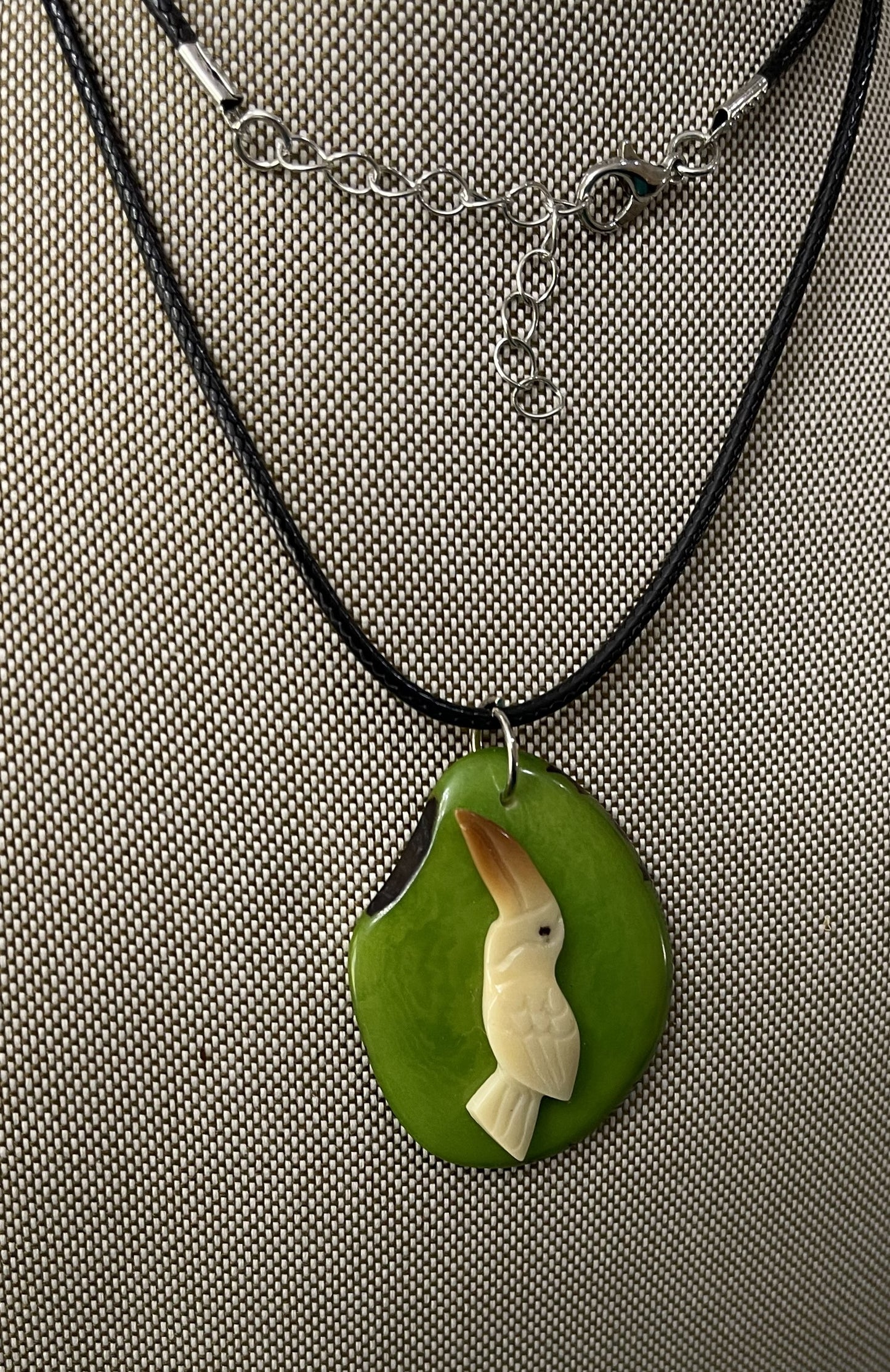 Tagua Carved Toucan Parrot On Tagua Necklace Pendant Panama