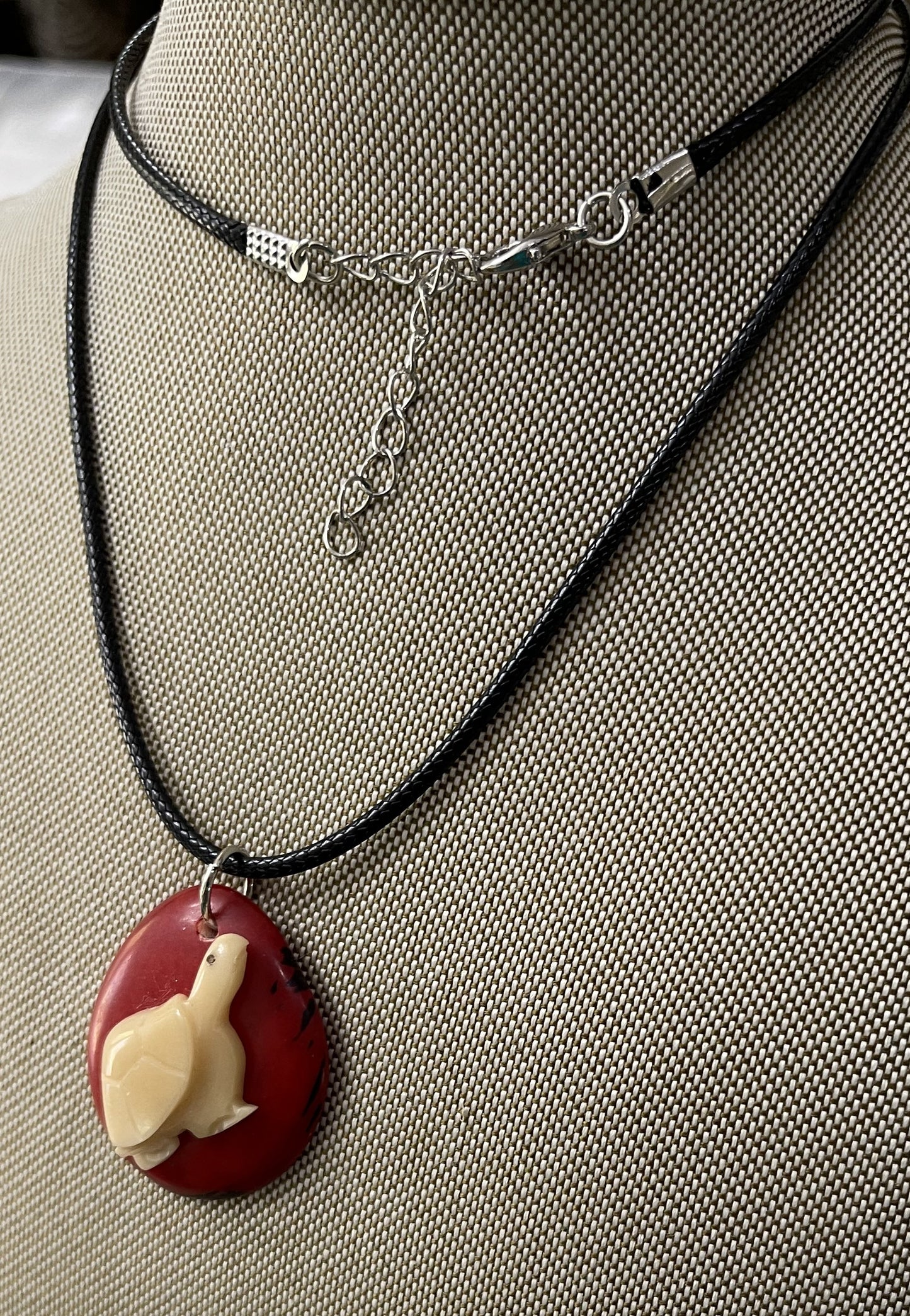 Tagua Carved Sea Turtle On Tagua Necklace Pendant Panama