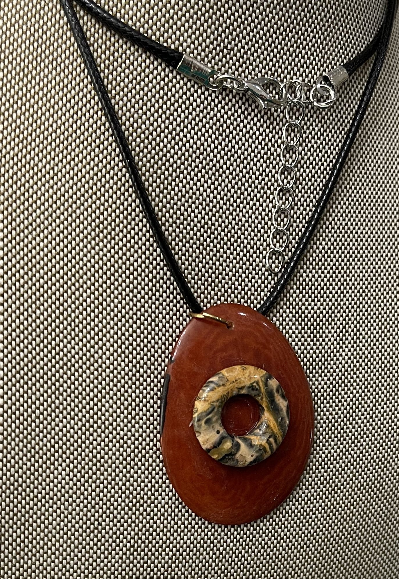 Tagua Carved Lifesaver On Tagua Necklace Pendant Panama