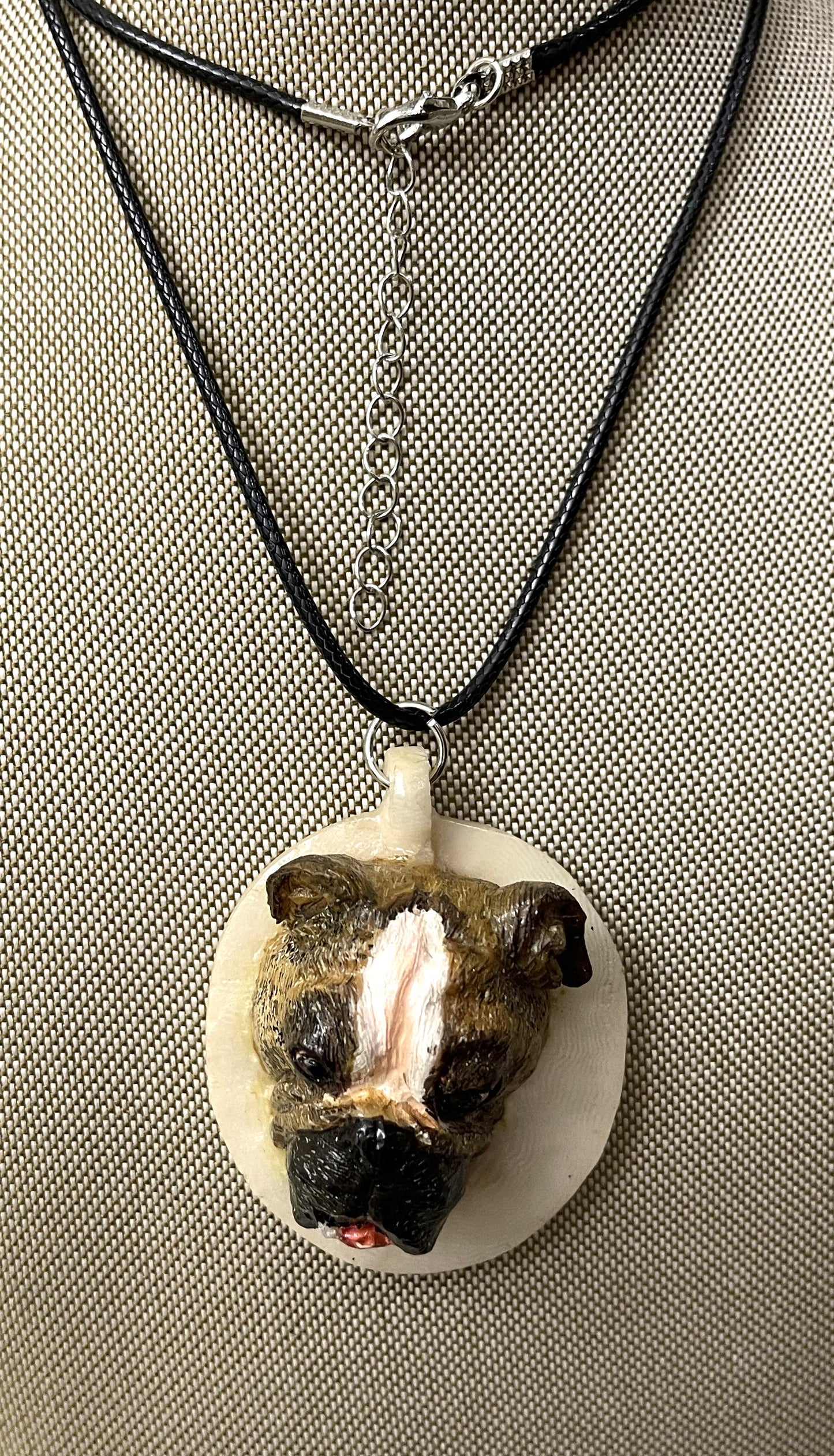 Bull Dog Tagua Carved Necklace Pendant Panama