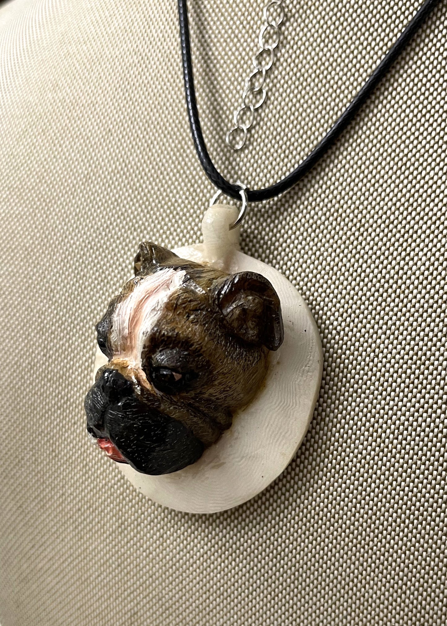 Bull Dog Tagua Carved Necklace Pendant Panama