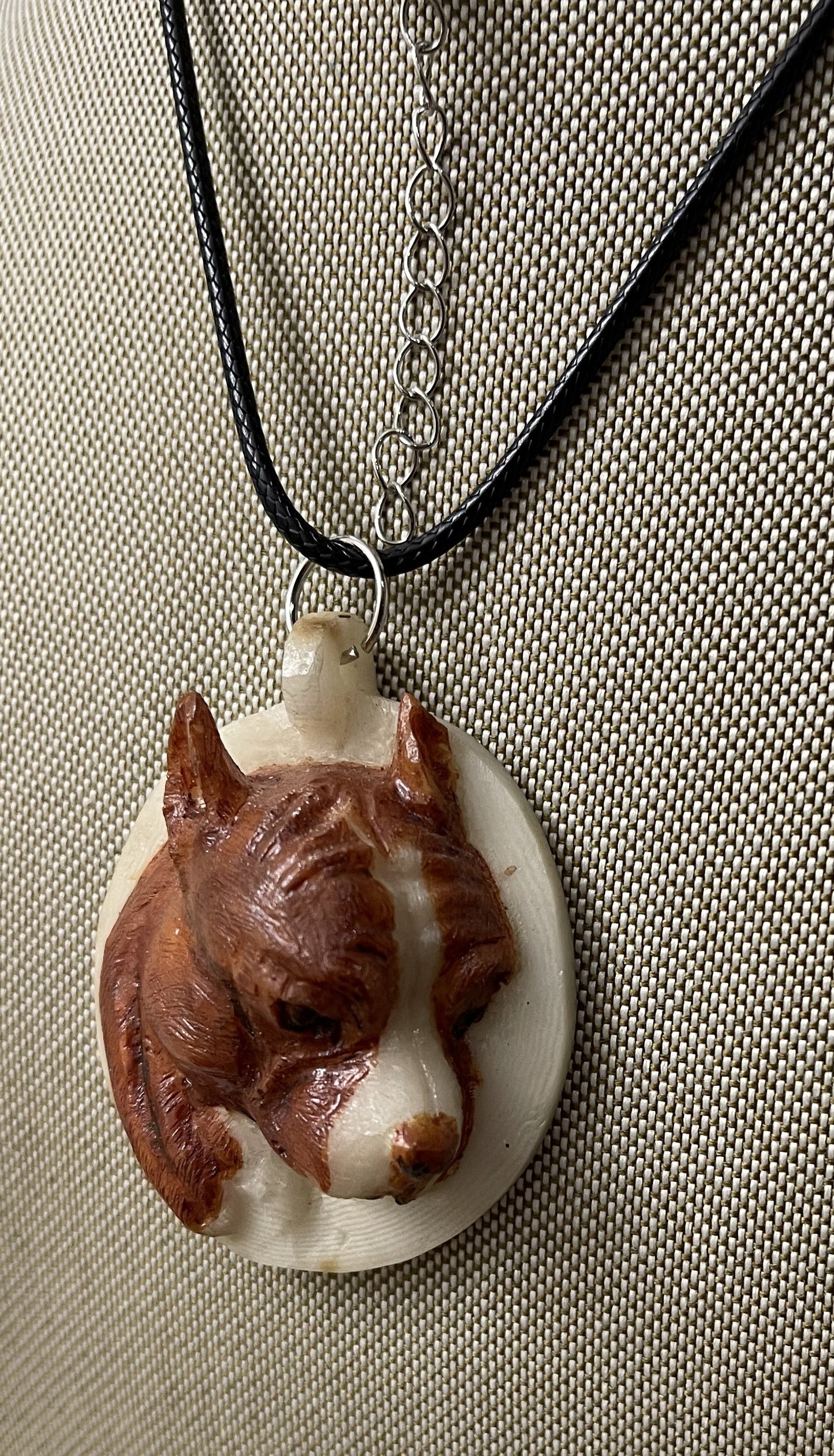 Pit Bull Dog Tagua Carved Necklace Pendant Panama