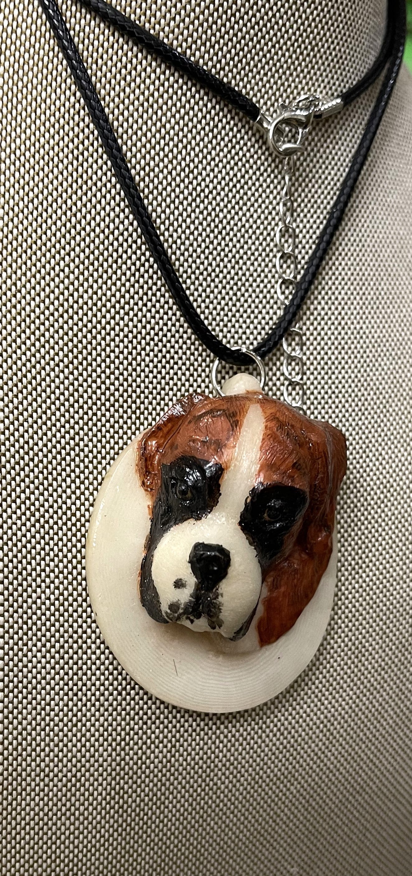 Dog Tagua Carved Necklace Pendant Panama