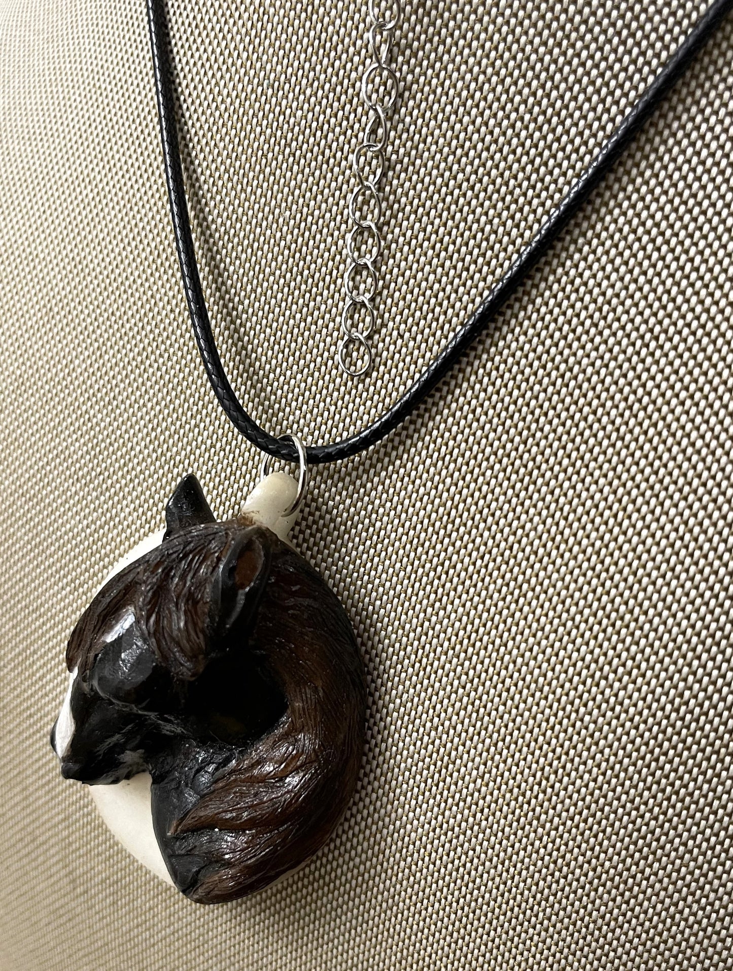 Brown Horse White Nose Carved Necklace Pendant Panama